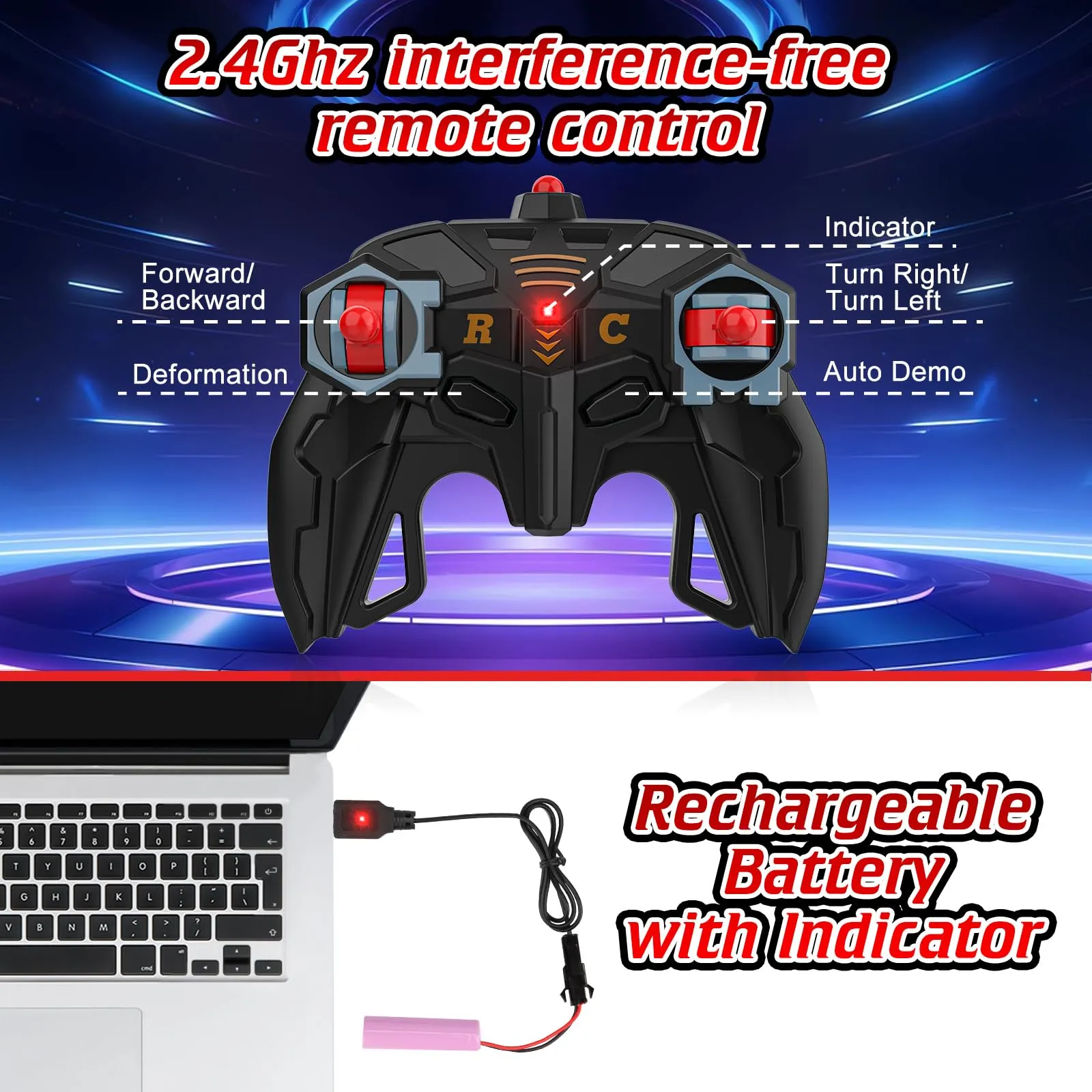 Mieryd Macchina Robot Spider Radiocomandata Trasformabile, Blu e Rosso - immagine 6