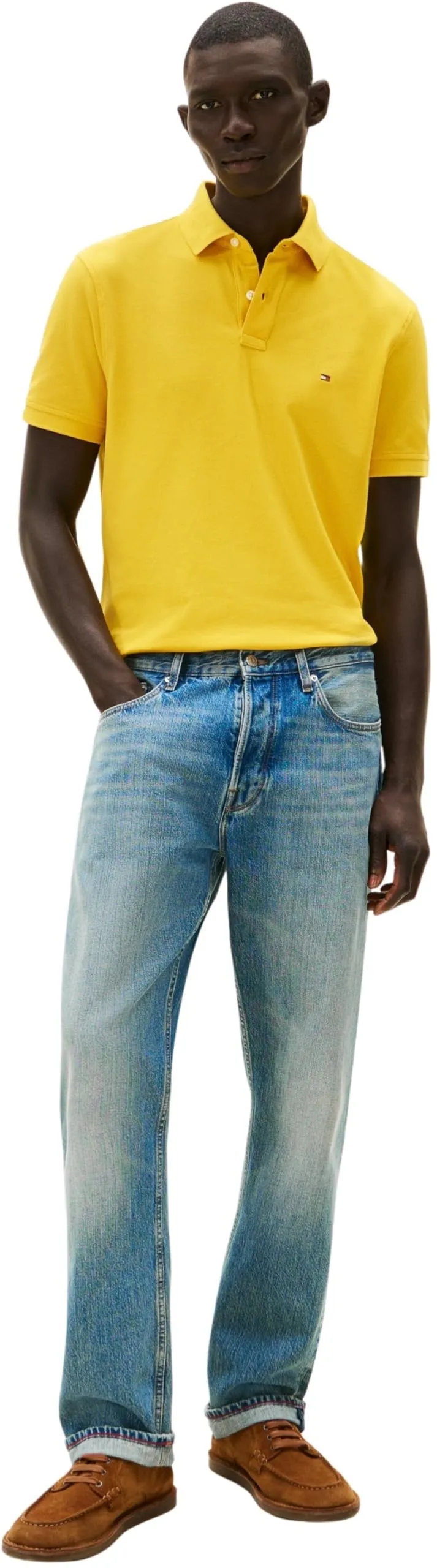 Tommy Hilfiger 1985 Regular Fit Short Sleeve Polo Shirt, Morningside Yellow, XXL - immagine 5