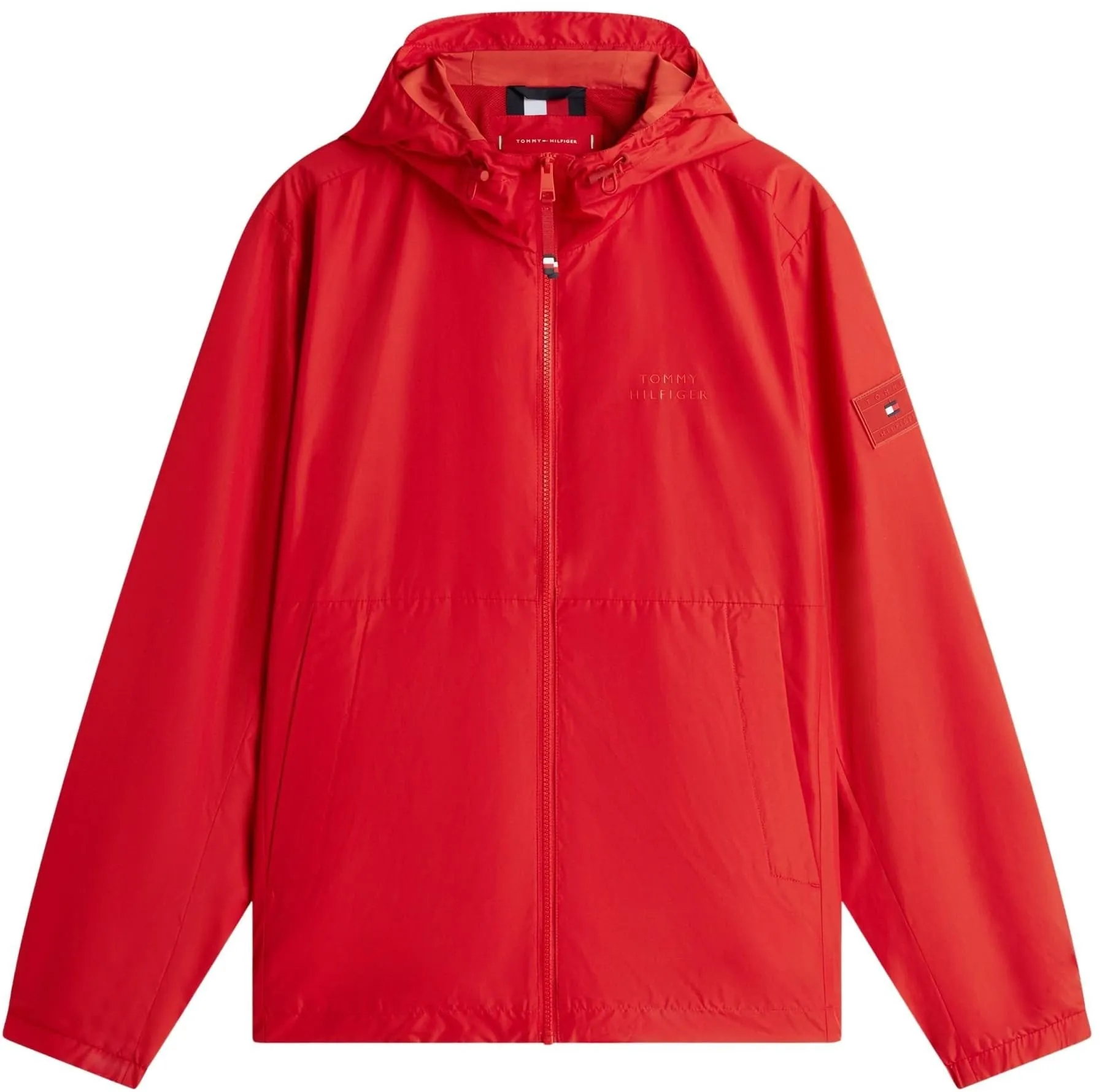 Tommy Hilfiger Men's Branded Hooded Windbreaker, Medium Red, L - immagine 6