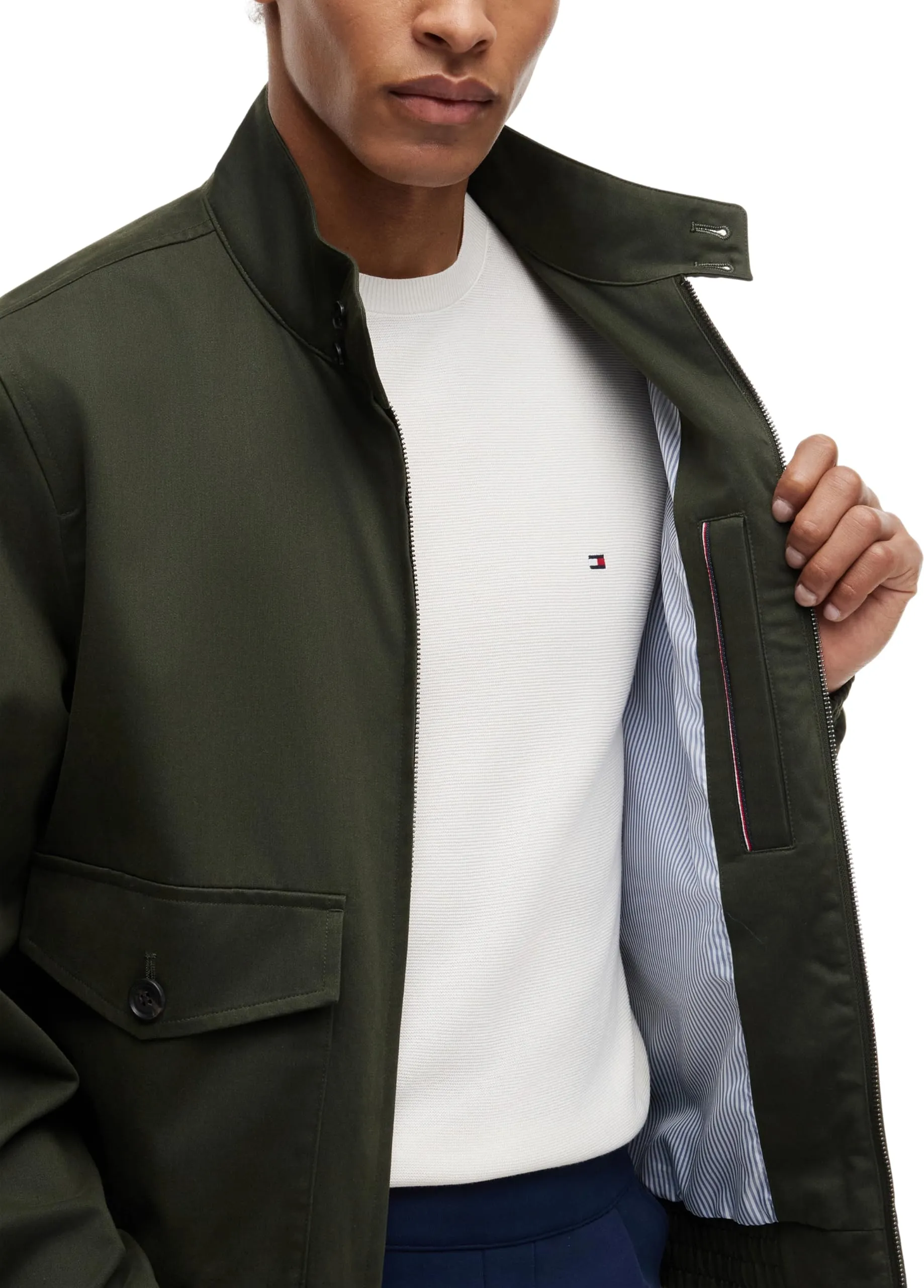 Tommy Hilfiger Uomo Giacca Harrington in Cotone, Eclipse Green, S - immagine 7