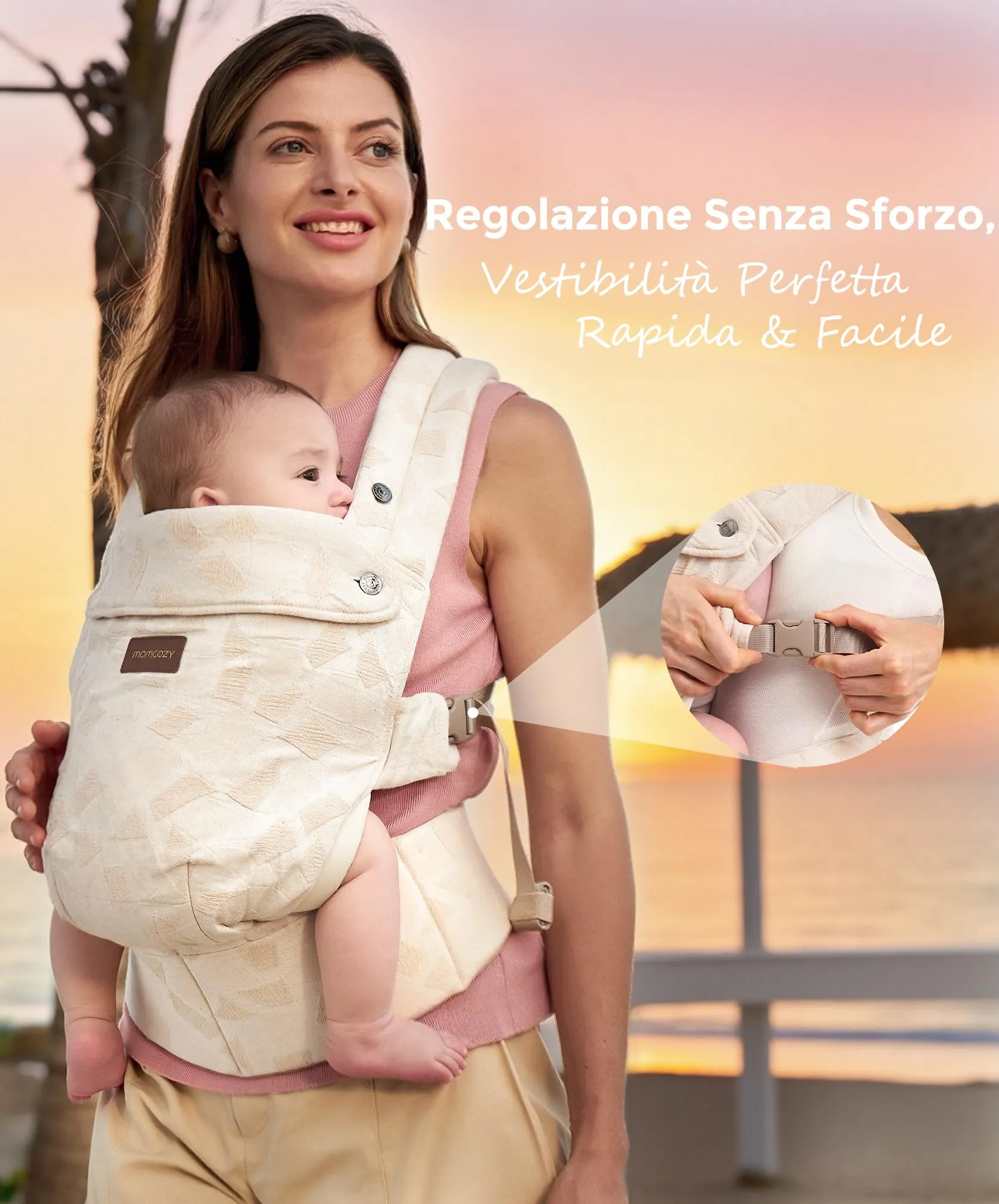 Momcozy Marsupio Neonato Ergonomico 3,2-20 kg (3-24 Mesi) Motivo Geometrico - immagine 5