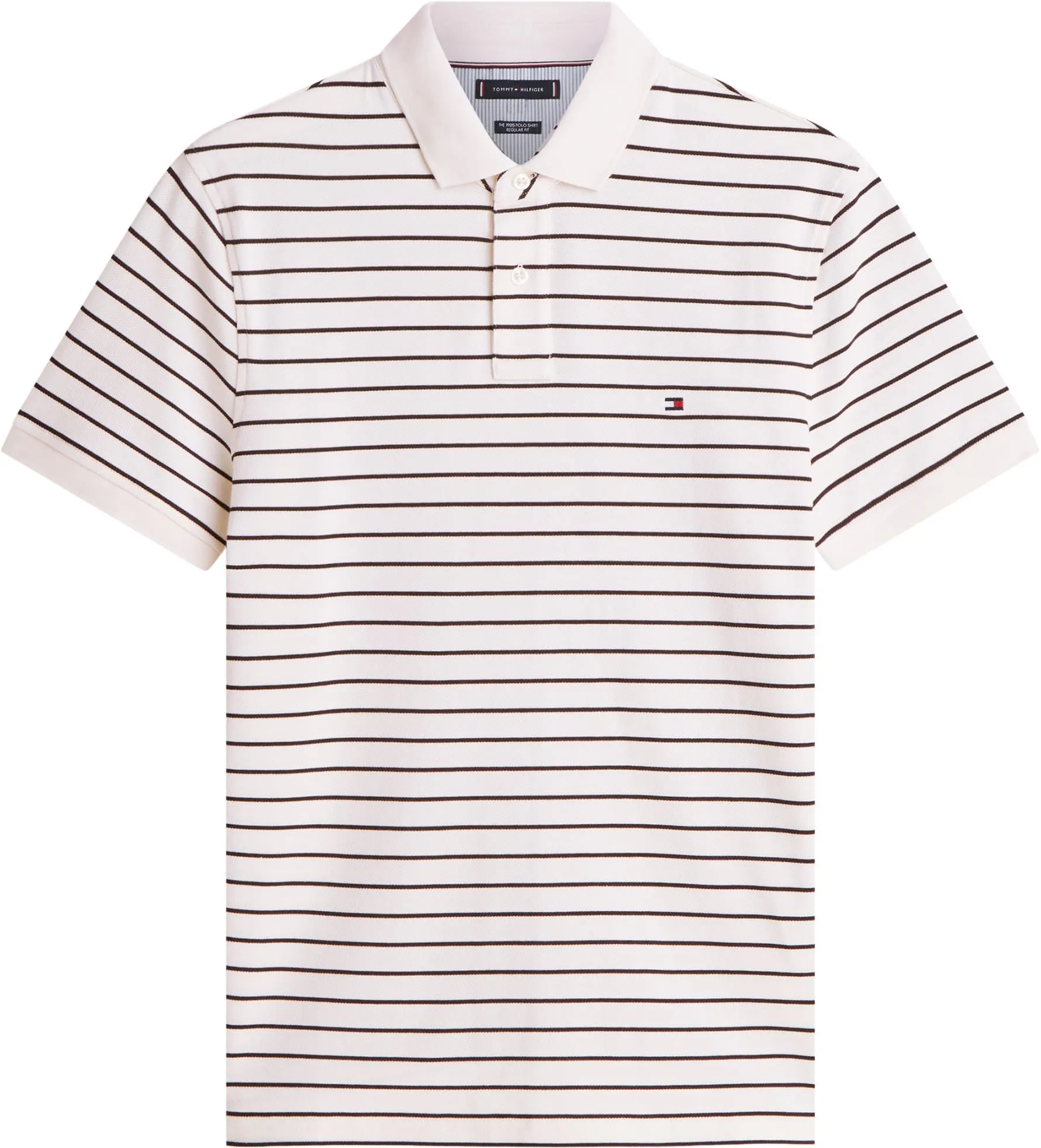 Tommy Hilfiger 1985 Regular Fit Men's Short Sleeve Polo Shirt, Ivory Petal/Black, L - immagine 6