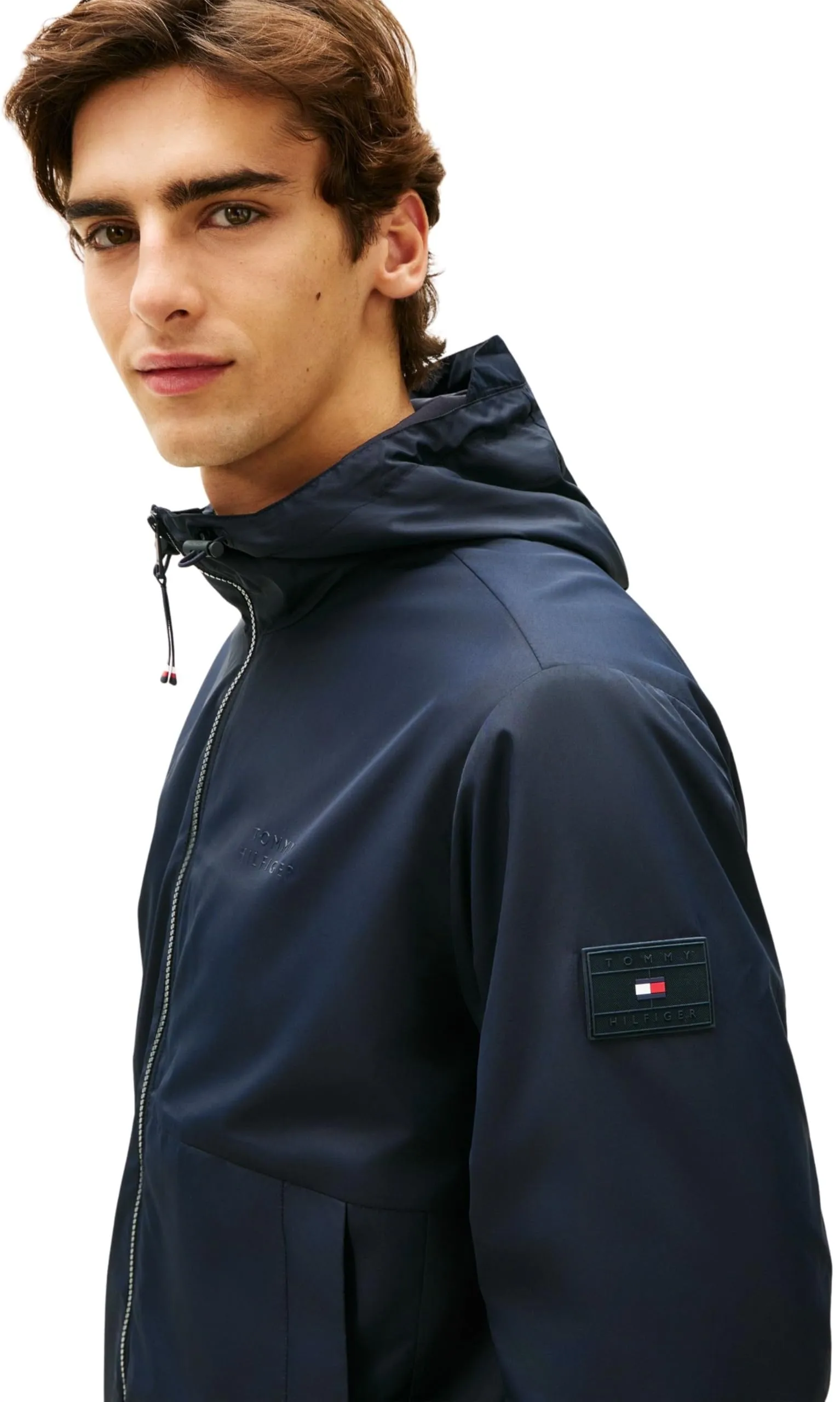 Tommy Hilfiger Giacca a Vento con Cappuccio, Desert Sky, S - immagine 5