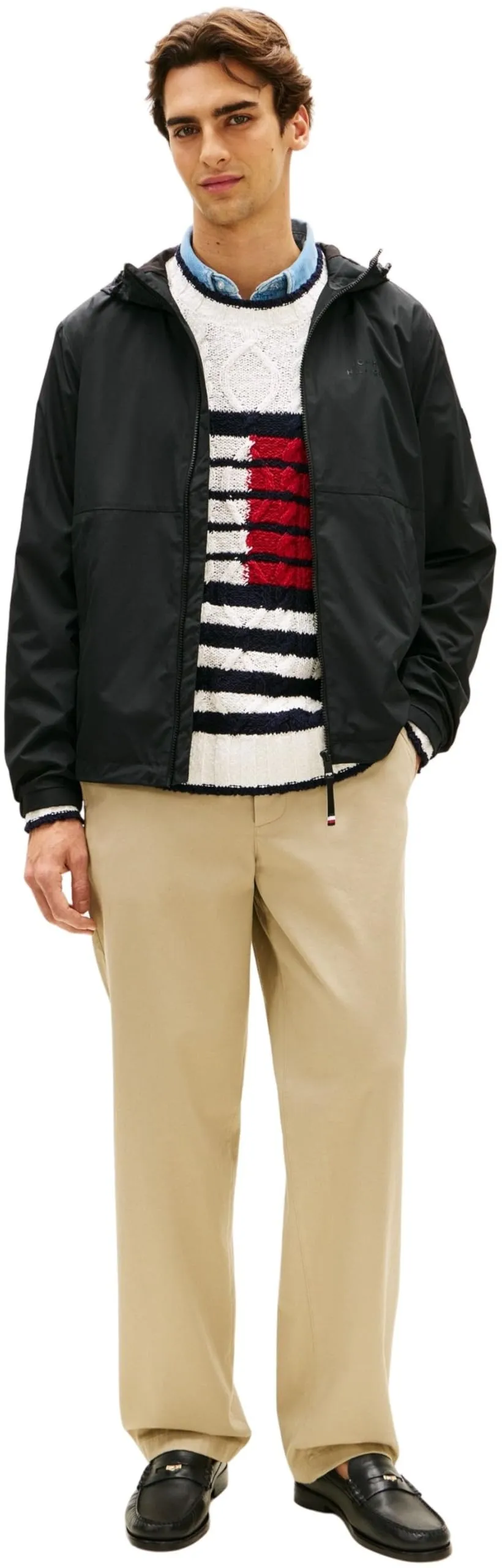Tommy Hilfiger Uomo Giacca a Vento Hooded, Nero, XS - immagine 6