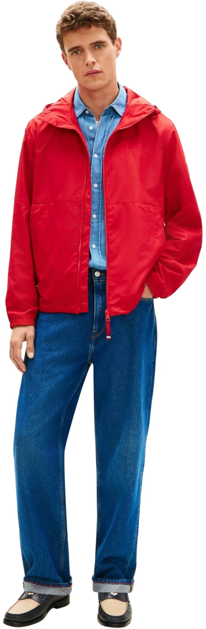 Tommy Hilfiger Giacca a Vento con Cappuccio, Rosso (Medium Red), XL - immagine 5