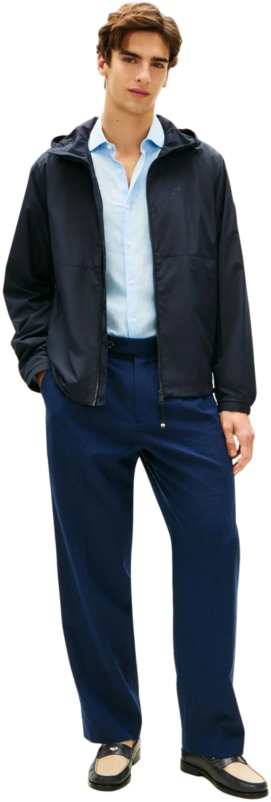 Tommy Hilfiger Giacca a Vento con Cappuccio, Blu Desert Sky, M - immagine 7