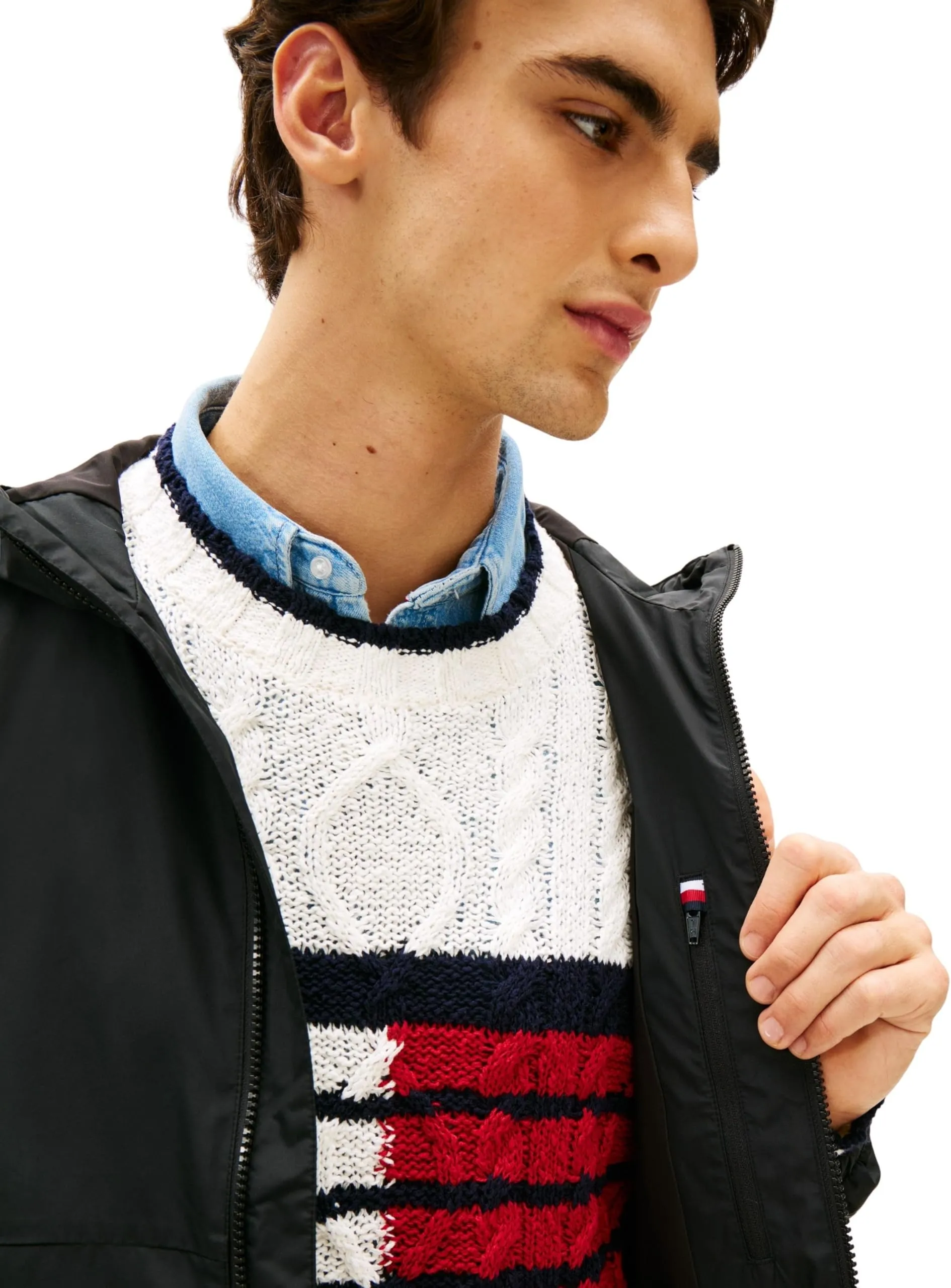 Tommy Hilfiger Uomo Giacca a Vento Hooded Nero, XL - immagine 4