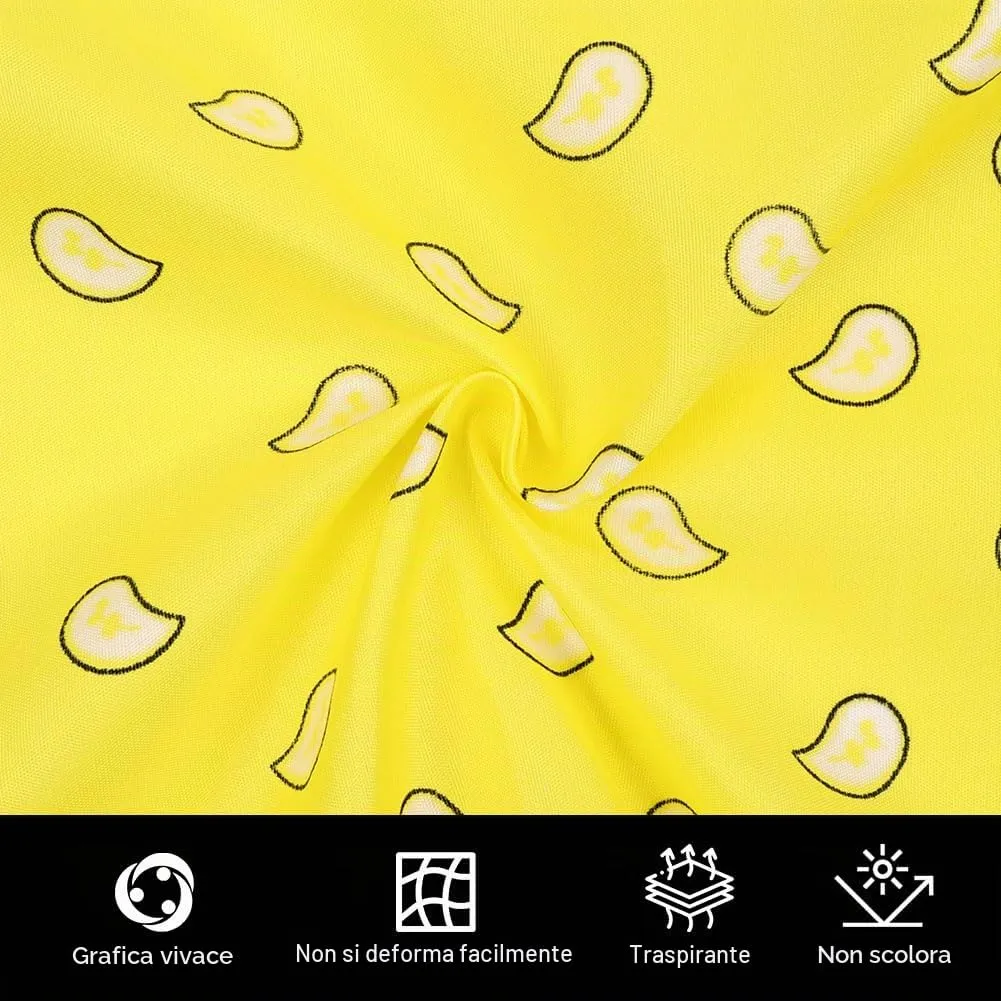 Aomig Bandana Giallo Limone a Motivo di Anacardi, 55 x 55 cm - immagine 3