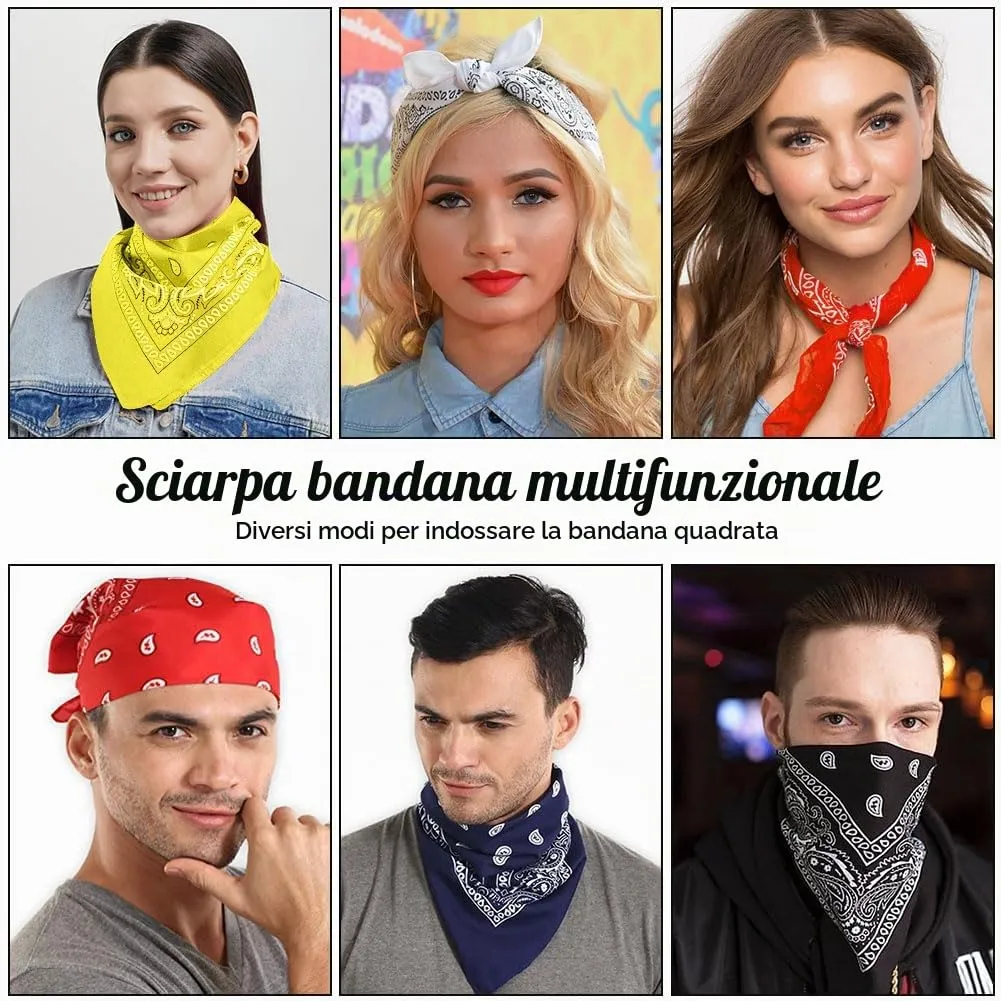 Aomig Bandana Giallo Limone a Motivo di Anacardi, 55 x 55 cm - immagine 6