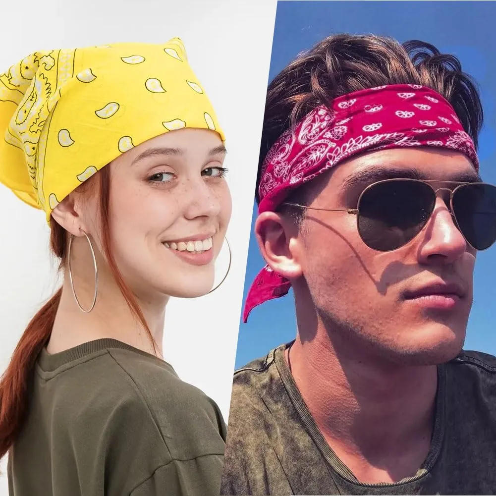Aomig Bandana Giallo Limone a Motivo di Anacardi, 55 x 55 cm - immagine 7