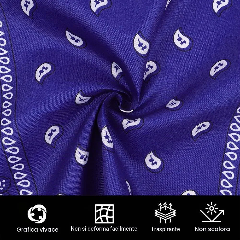 Aomig Bandana Blu Reale con Motivo Anacardi, 55 x 55 cm - immagine 3