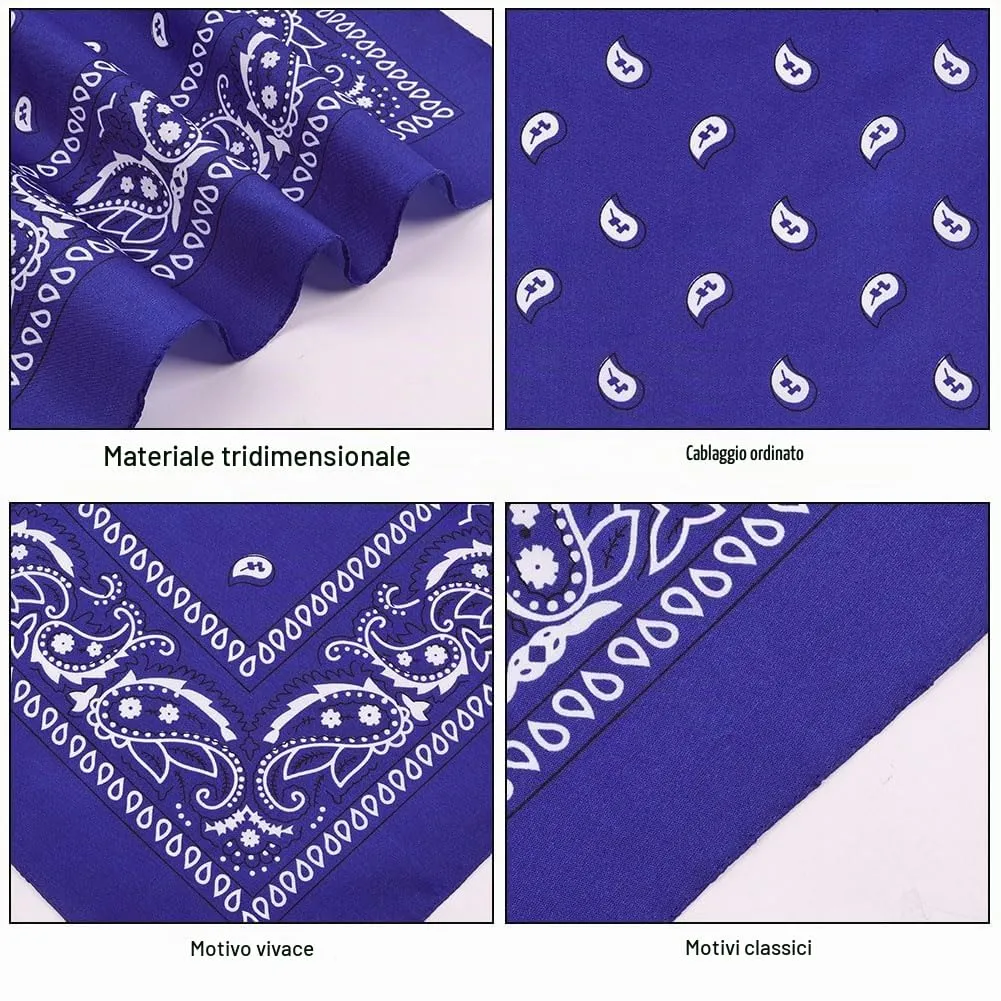 Aomig Bandana Blu Reale con Motivo Anacardi, 55 x 55 cm - immagine 4