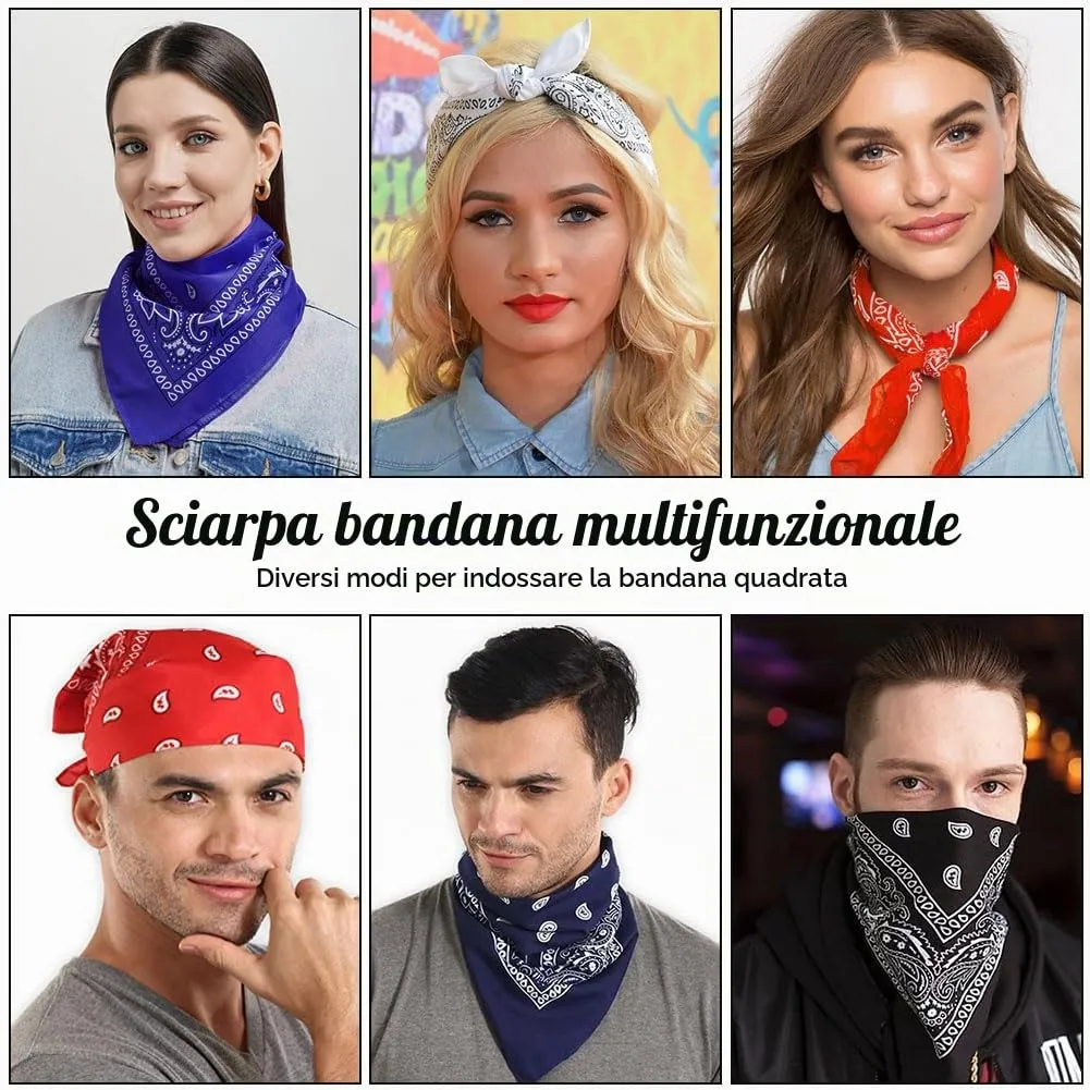 Aomig Bandana Blu Reale con Motivo Anacardi, 55 x 55 cm - immagine 6