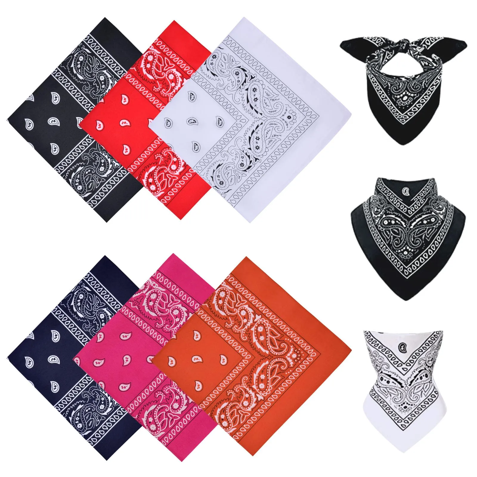 Aomig Set di 6 Bandane Multicolori, 55 x 55 cm - immagine 1