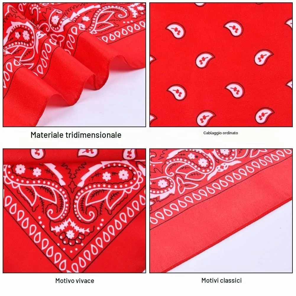 Aomig Set di 6 Bandane Multicolori, 55 x 55 cm - immagine 4