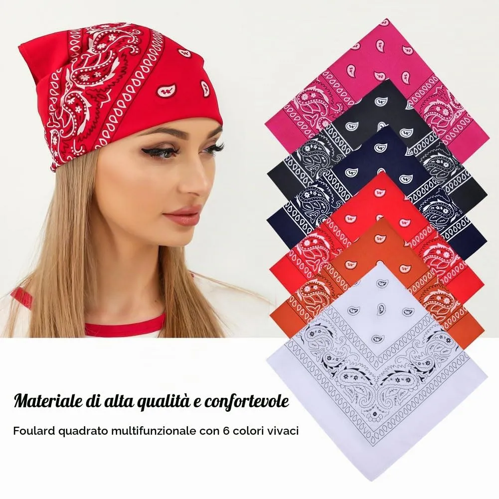 Aomig Set di 6 Bandane Multicolori, 55 x 55 cm - immagine 5