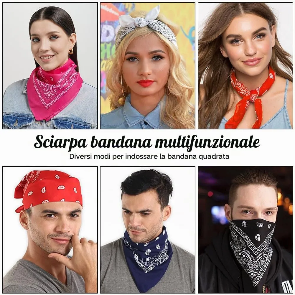 Aomig Set di 6 Bandane Multicolori, 55 x 55 cm - immagine 7