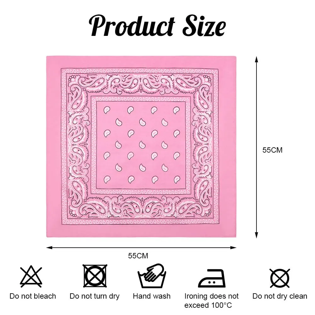 Aomig Bandana Rosa Chiaro con Motivo di Anacardi, 55 x 55 cm - immagine 2