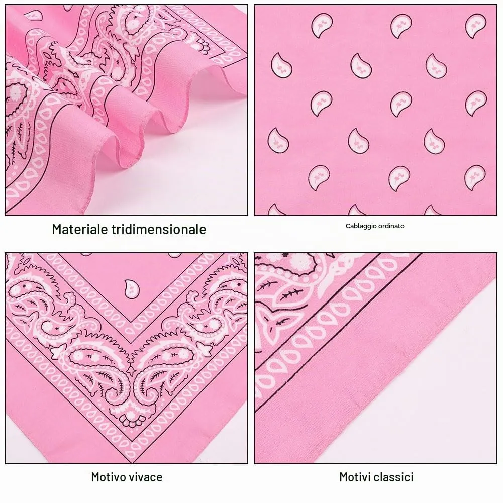 Aomig Bandana Rosa Chiaro con Motivo di Anacardi, 55 x 55 cm - immagine 4