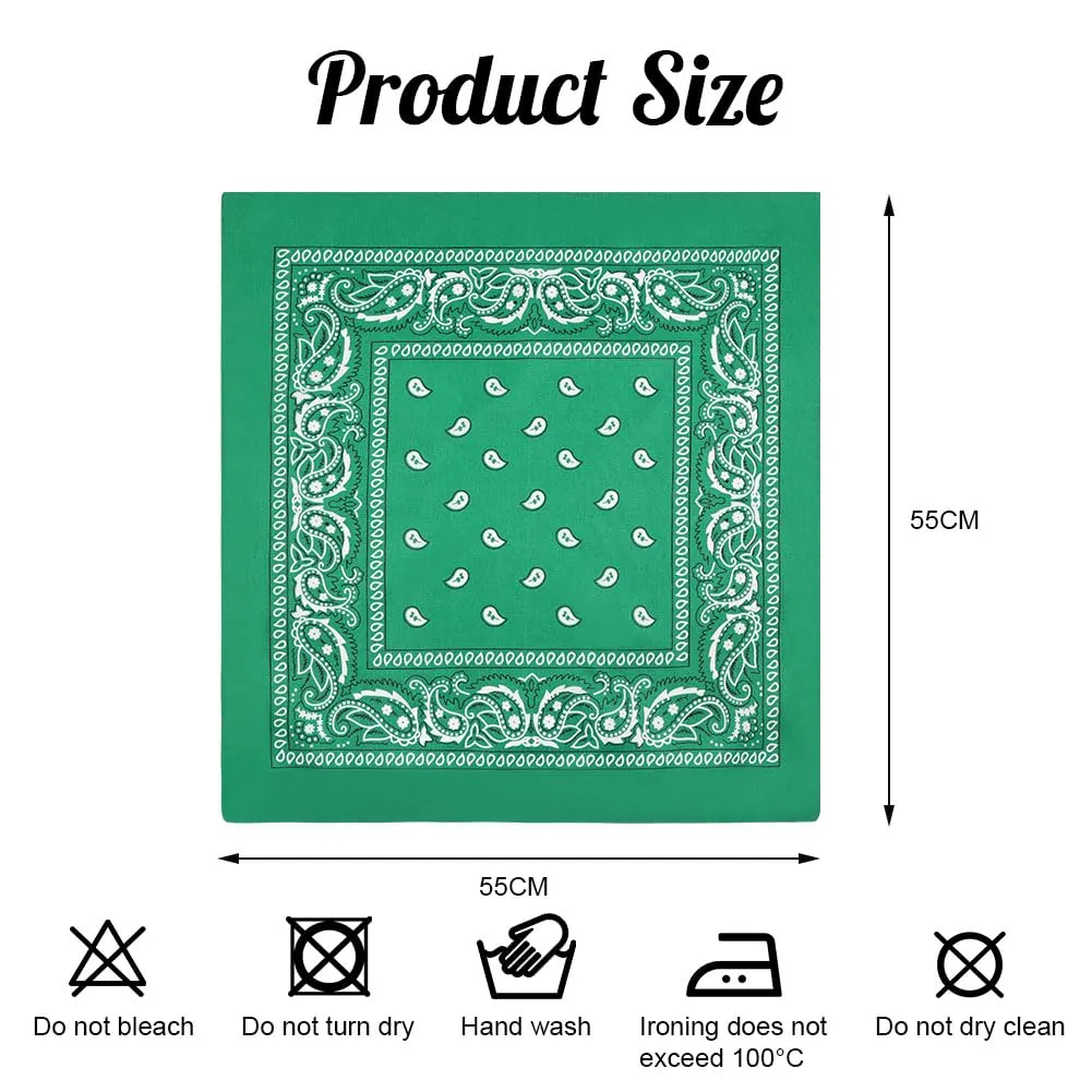 Aomig Bandana Verde Scuro con Motivo di Anacardi, 55 x 55 cm - immagine 2