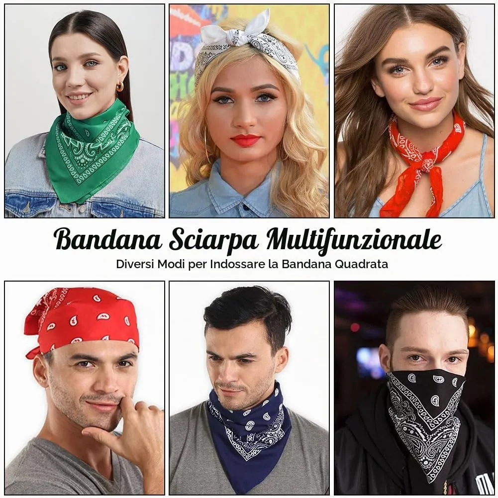 Aomig Bandana Verde Scuro con Motivo di Anacardi, 55 x 55 cm - immagine 6