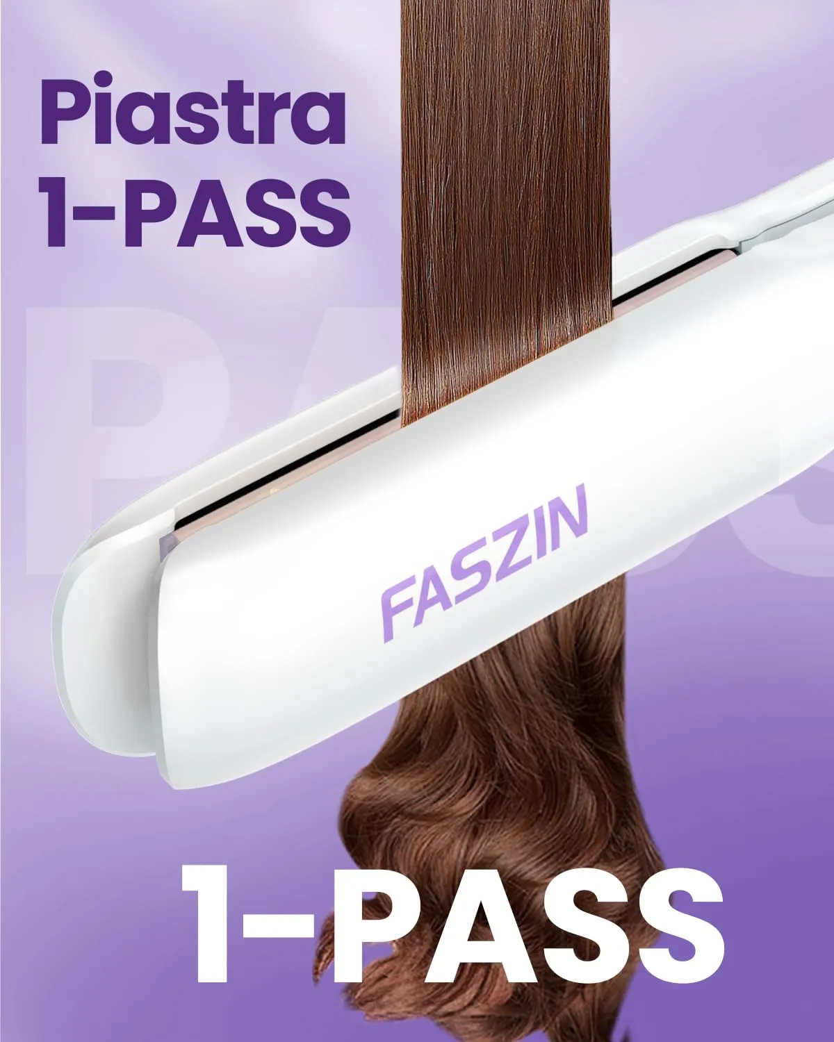 Faszin Piastra per Capelli Professionale in Titanio 2 in 1, 30mm, Perla - immagine 3