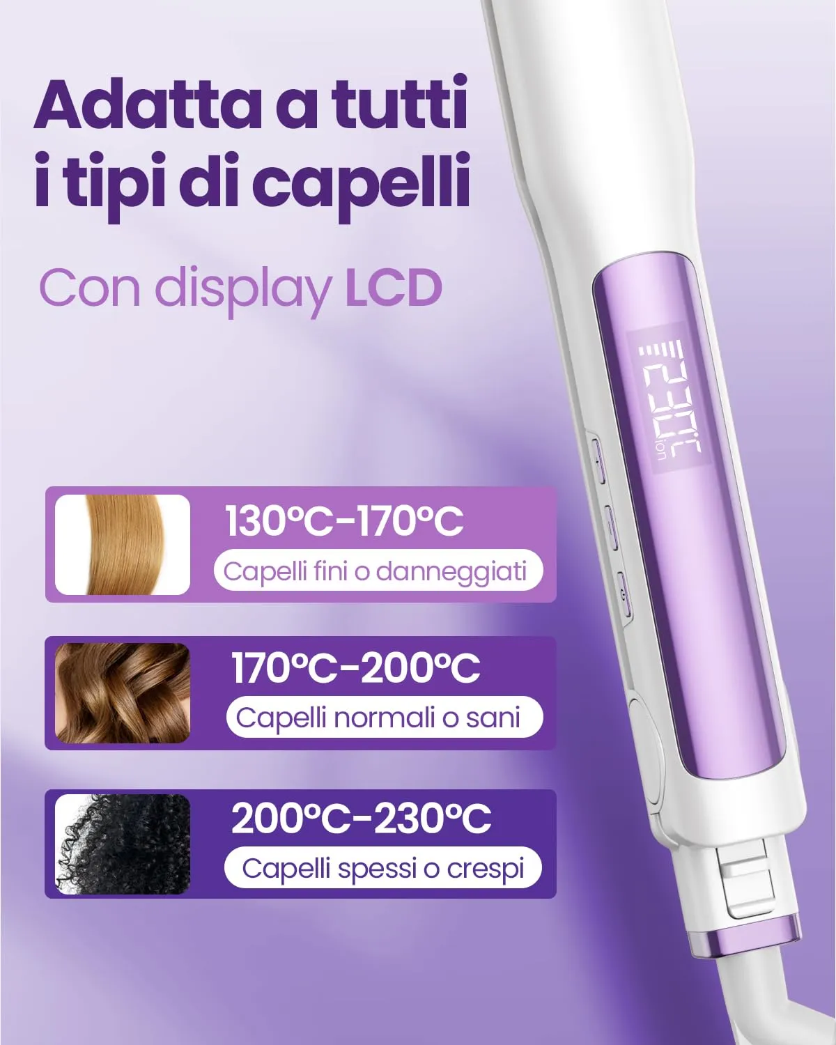 Faszin Piastra per Capelli Professionale in Titanio 2 in 1, 30mm, Perla - immagine 5