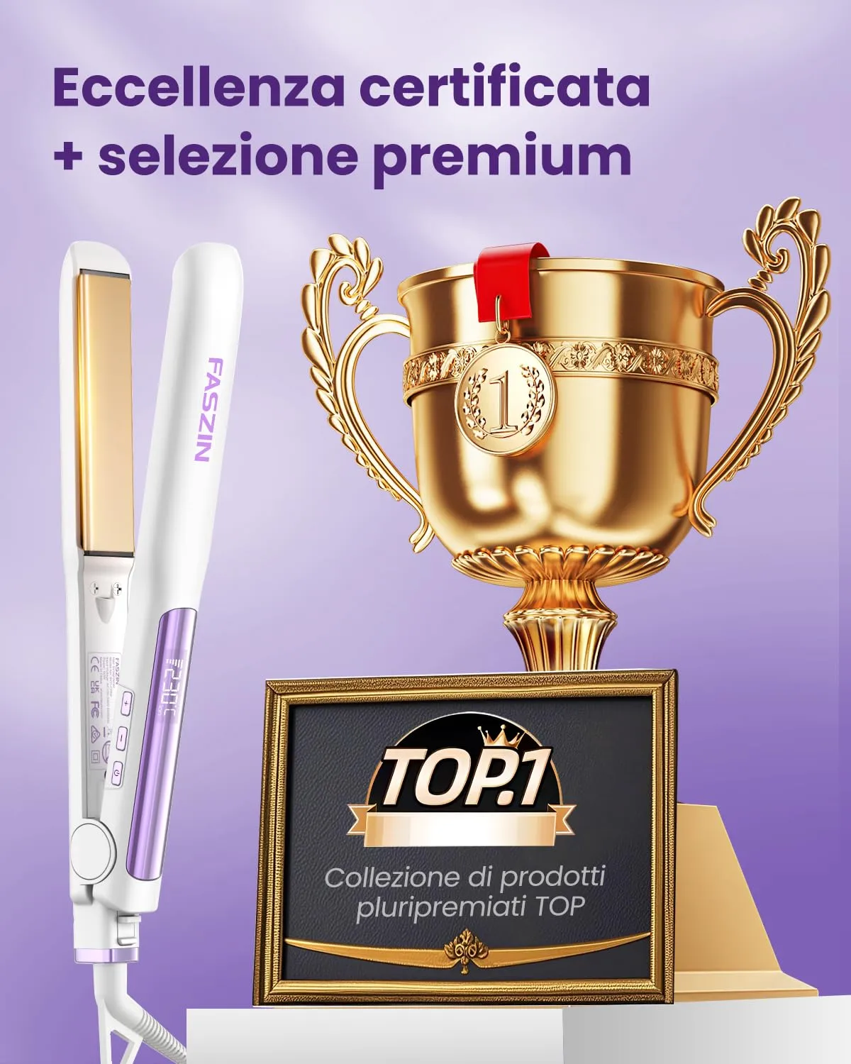Faszin Piastra per Capelli Professionale in Titanio 2 in 1, 30mm, Perla - immagine 8
