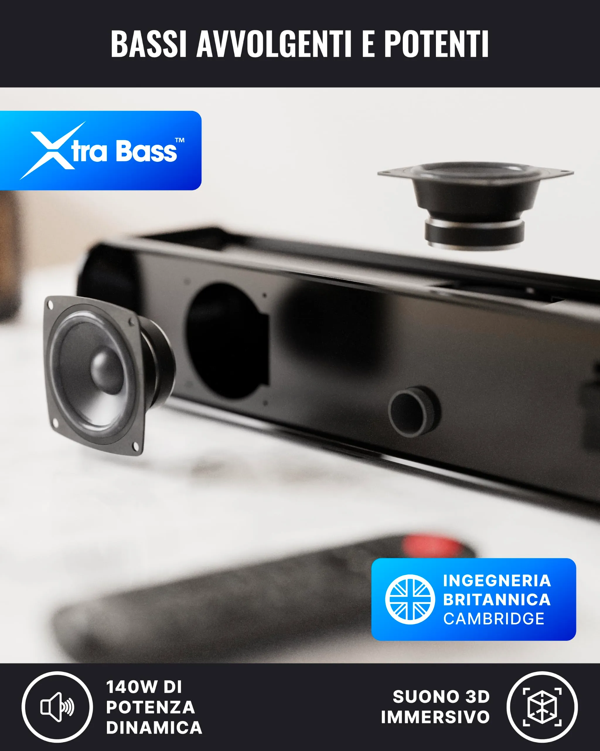 Majority Naga 80 140W Soundbar with Bluetooth and HDMI ARC - immagine 2