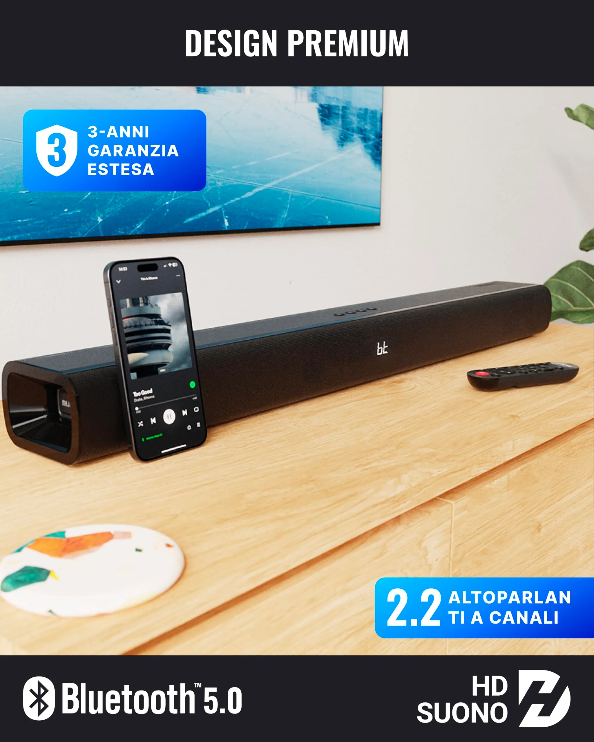 Majority Naga 80 140W Soundbar with Bluetooth and HDMI ARC - immagine 3