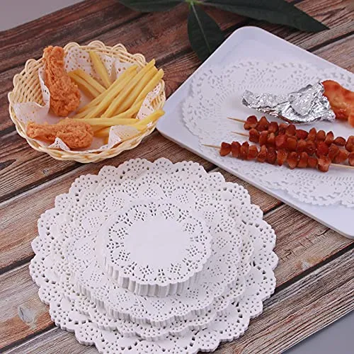 YSTrillion Centrini Carta Pizzo Rotondi, 150 Pezzi, Bianco, 8.5" - immagine 3