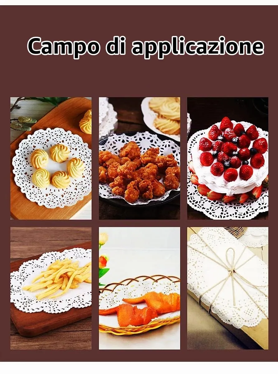 YSTrillion Centrini Carta Pizzo Rotondi, 150 Pezzi, Bianco, 8.5" - immagine 7