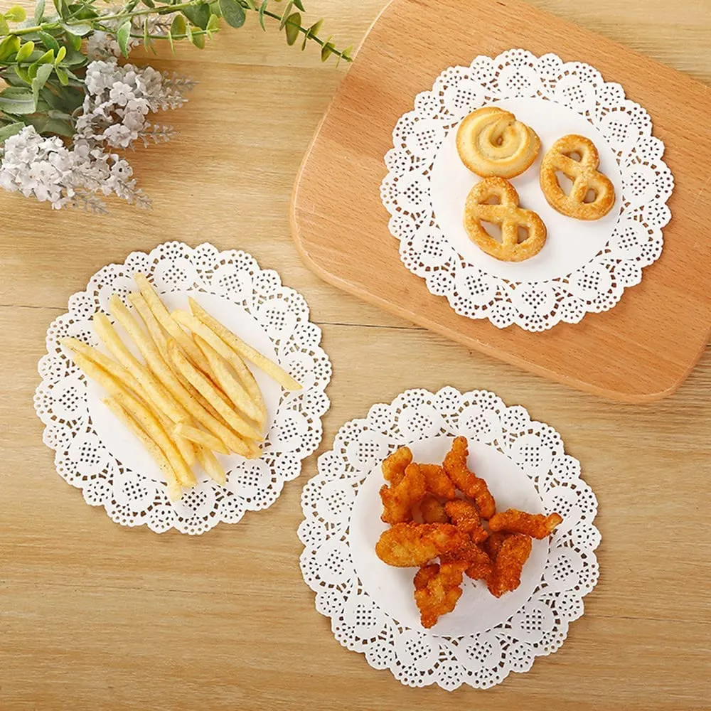 YSTrillion Centrini Carta Pizzo Rotondi, 150 Pezzi, Bianco, 8.5" - immagine 8