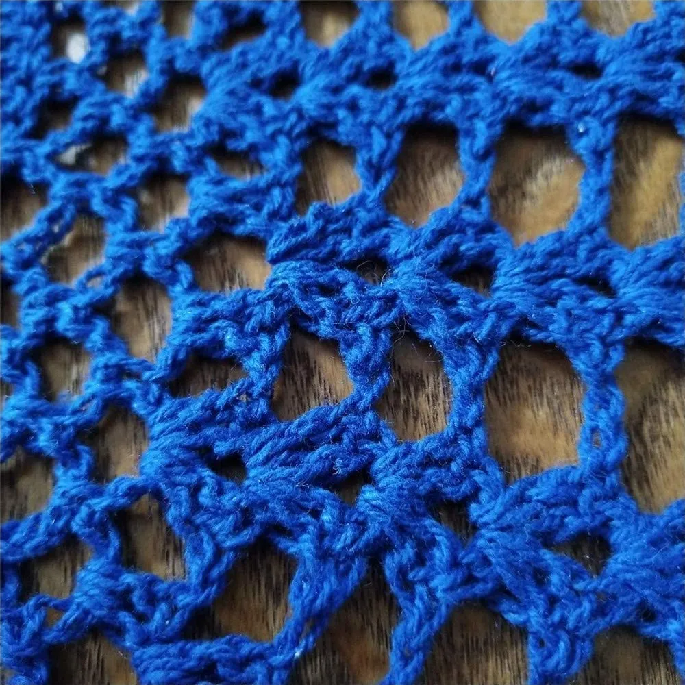 FMIYJUN Centrini rotondi in cotone all'uncinetto, blu, 90 x 90 cm - immagine 4