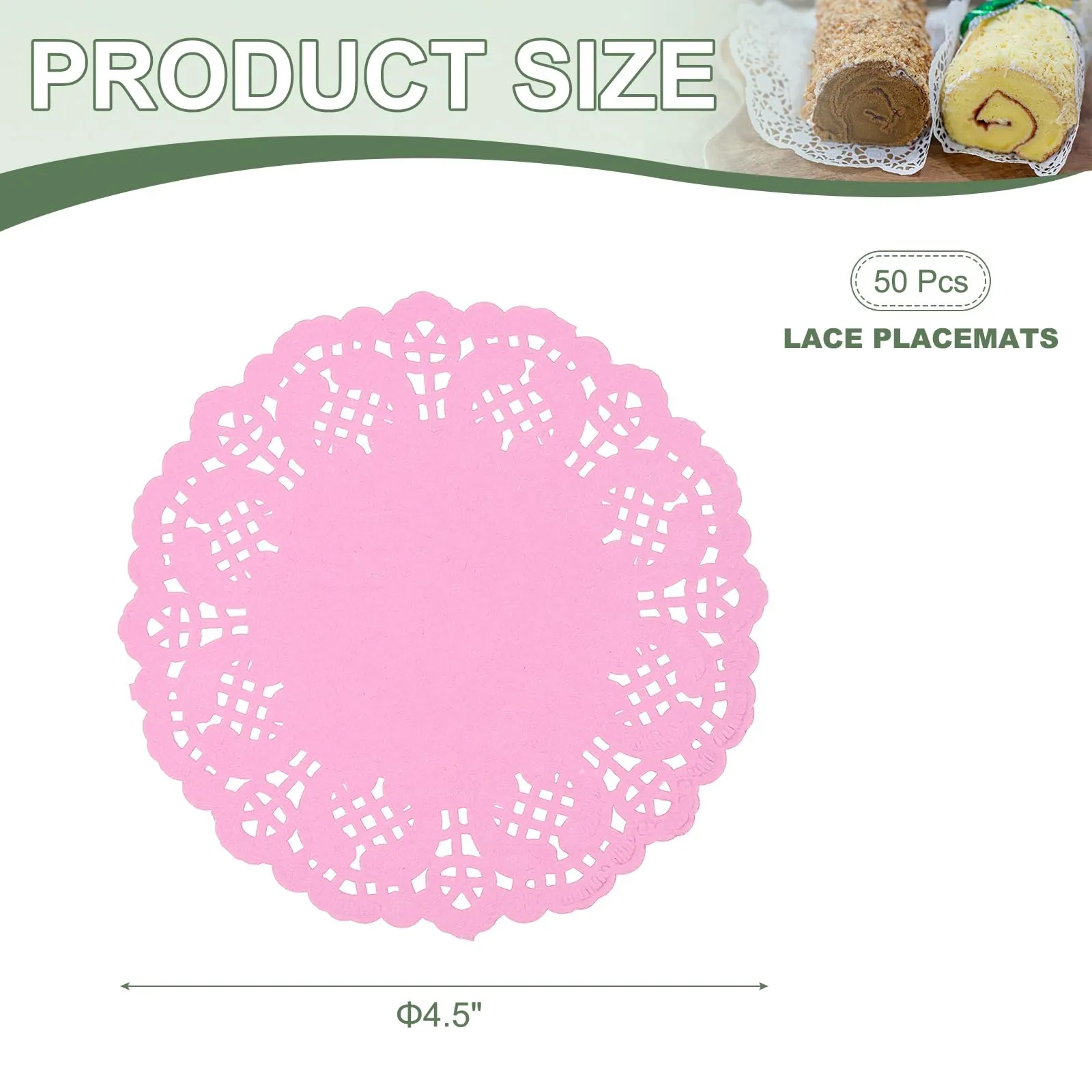 YELARXI Centrini di carta usa e getta rotondi 11,4 cm, rosa, confezione da 50 - immagine 2