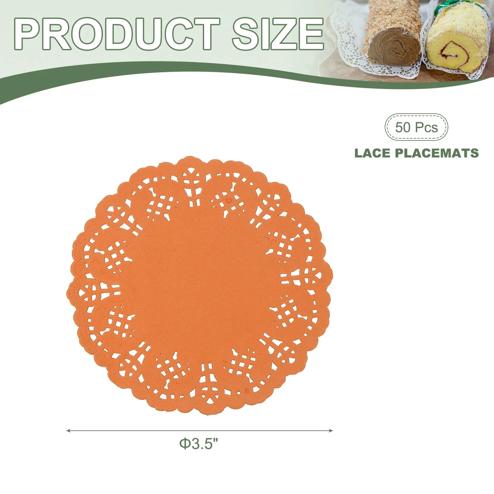 YELARXI Centrini di carta usa e getta rotondi, 8,9 cm, arancione, confezione da 50 - immagine 2