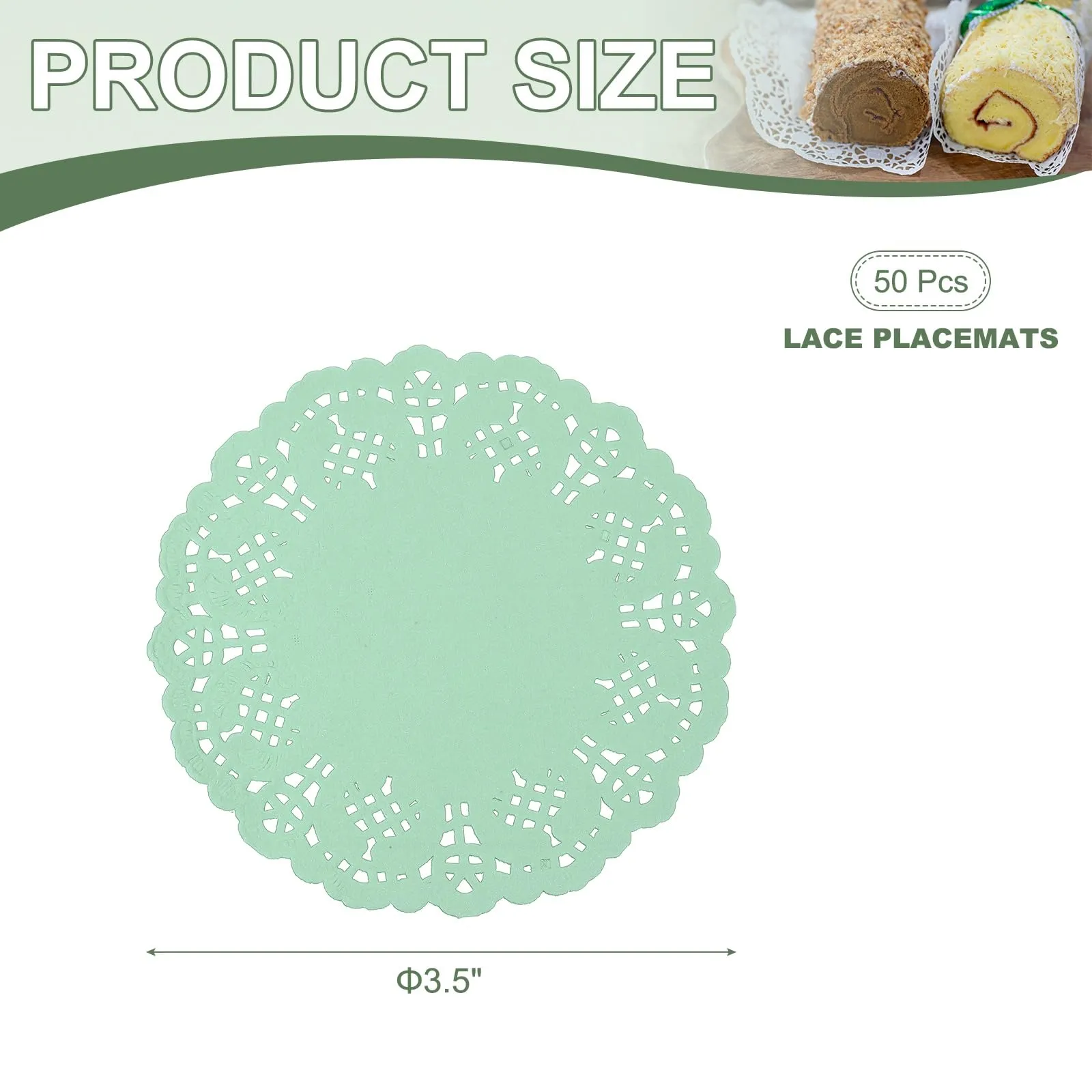 YELARXI Centrini di carta usa e getta, rotondi, 8,9 cm, verde, confezione da 50 - immagine 2