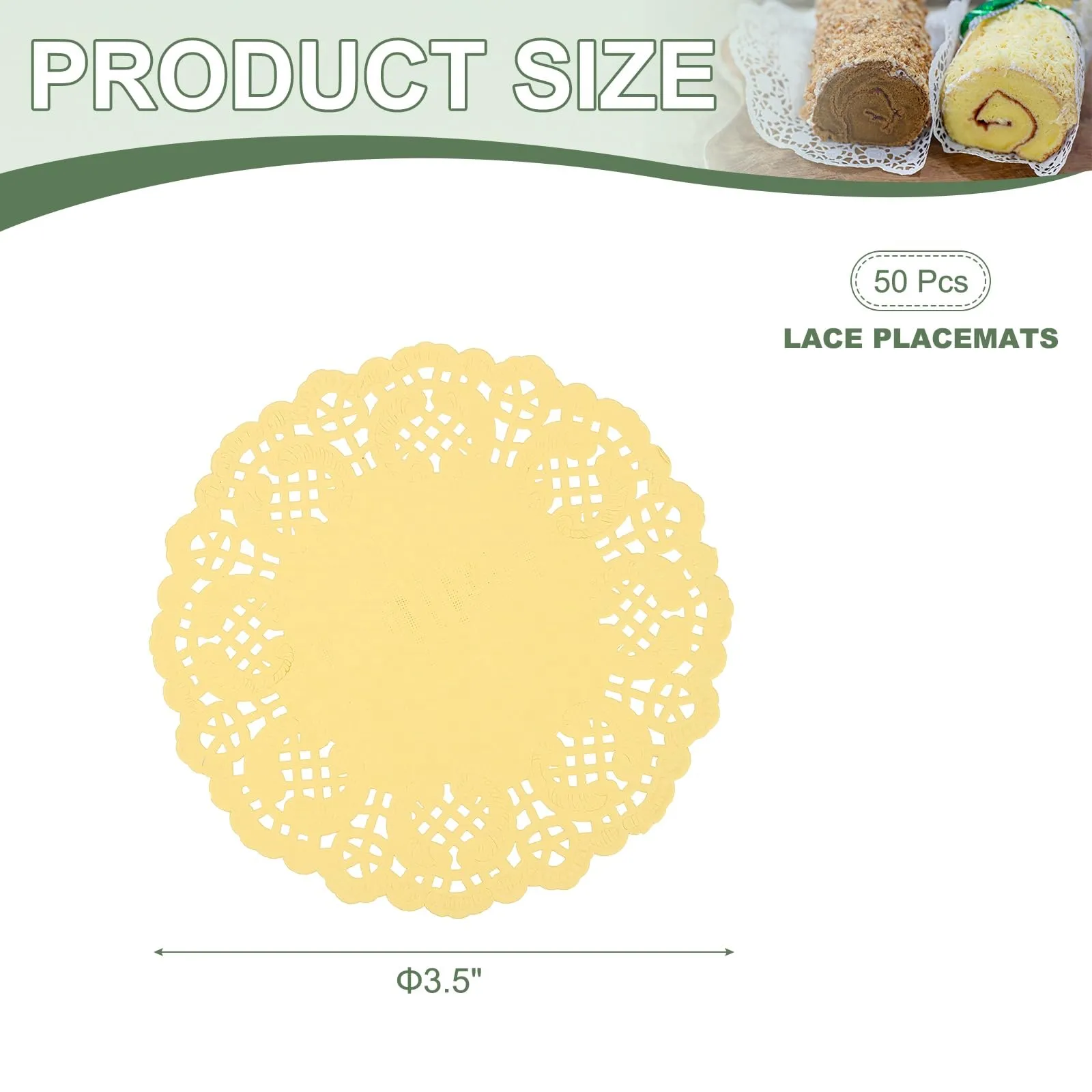 YELARXI Centrini di carta usa e getta rotondi, 8,9 cm, Giallo, confezione da 50 - immagine 2