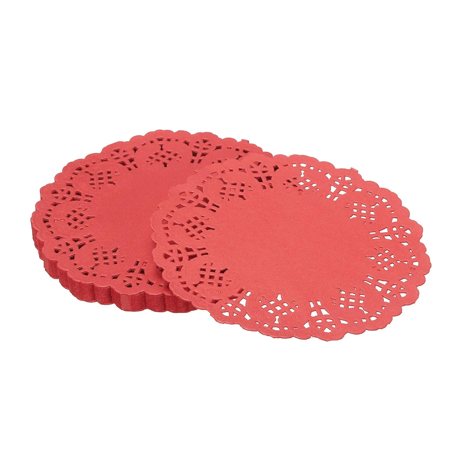 YELARXI Centrini di carta usa e getta rotondi, 11,4 cm, rosso (confezione da 50) - immagine 1