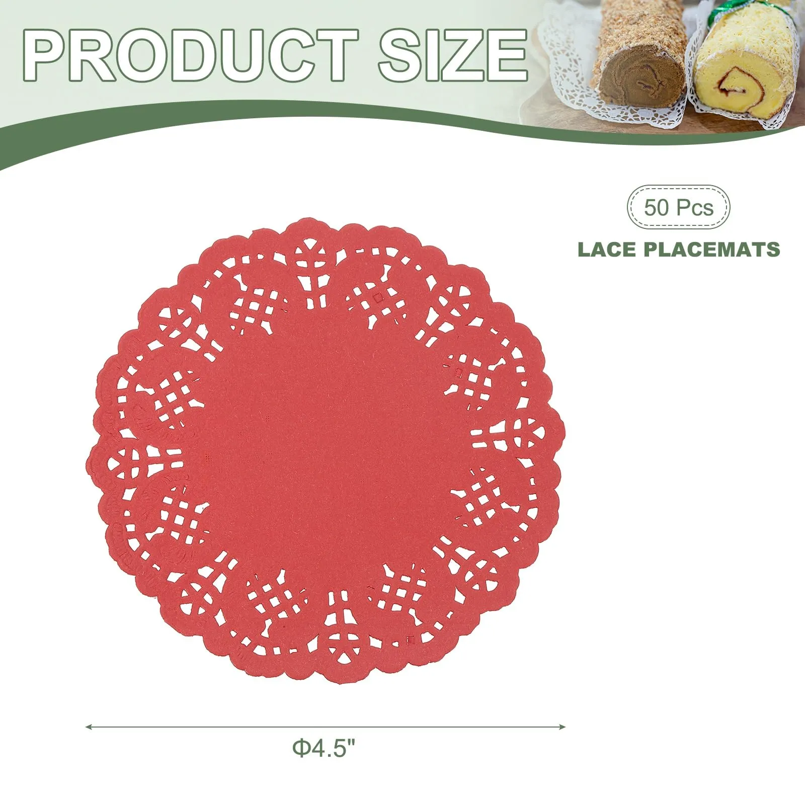 YELARXI Centrini di carta usa e getta rotondi, 11,4 cm, rosso (confezione da 50) - immagine 2