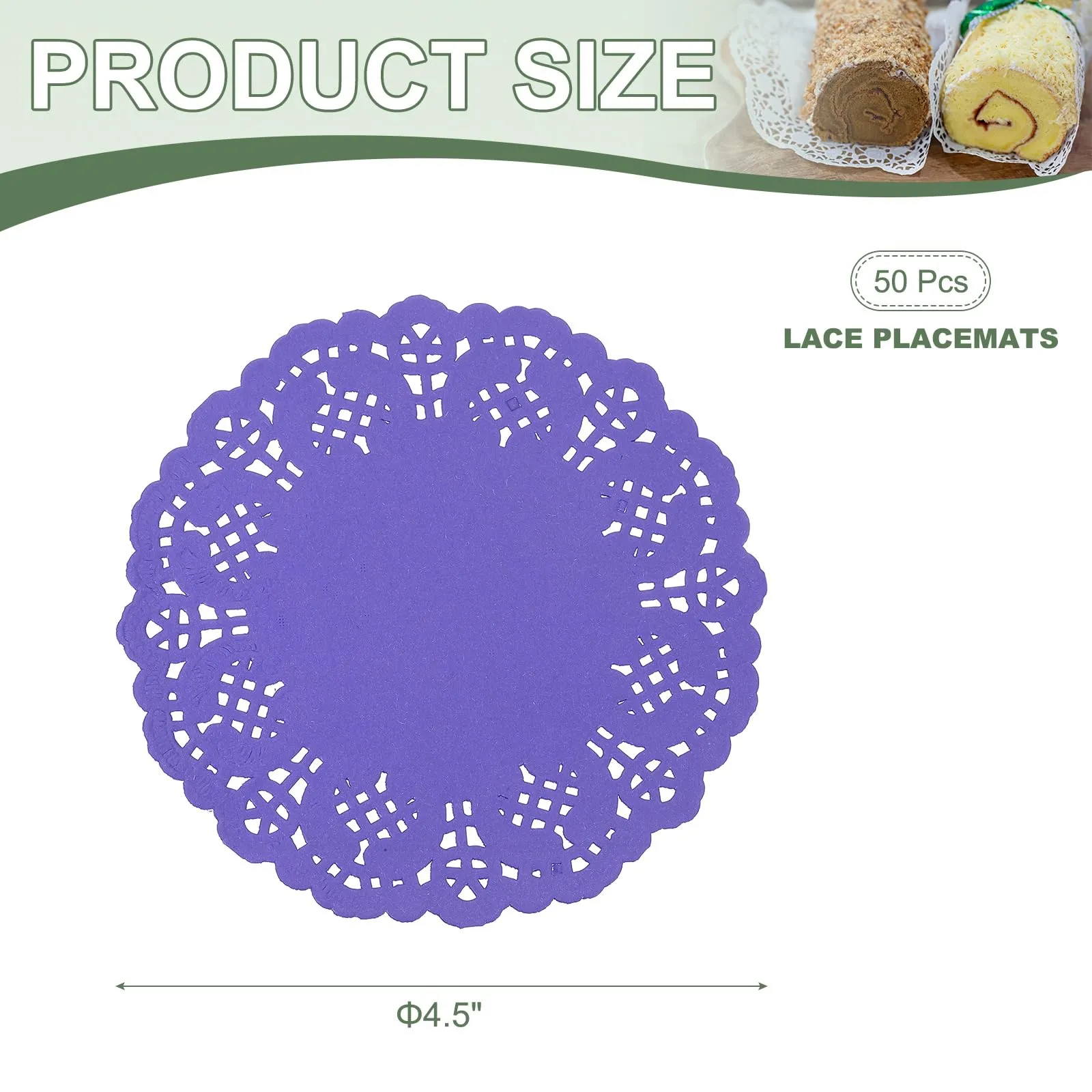YELARXI Centrini di carta usa e getta rotondi, 11,4 cm, viola (confezione da 50) - immagine 2