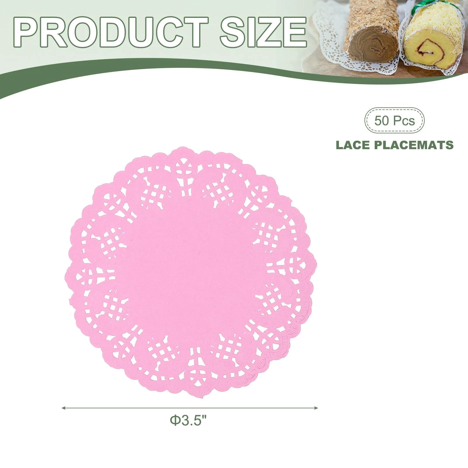 YELARXI Centrini di carta usa e getta rotondi, 8,9 cm, Rosa, confezione da 50 - immagine 2