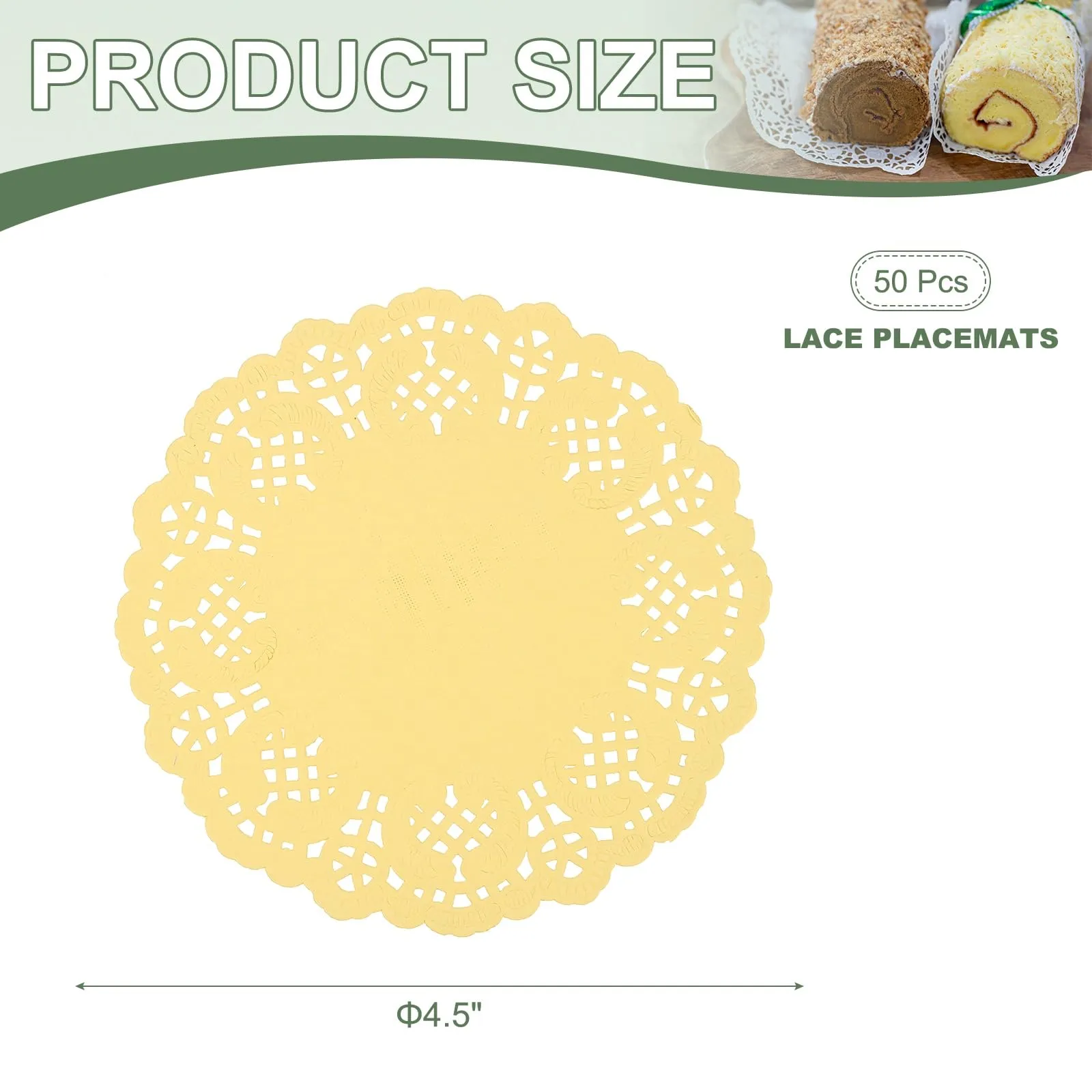 YELARXI Centrini di carta usa e getta, rotondi, 11,4 cm, giallo, confezione da 50 - immagine 2