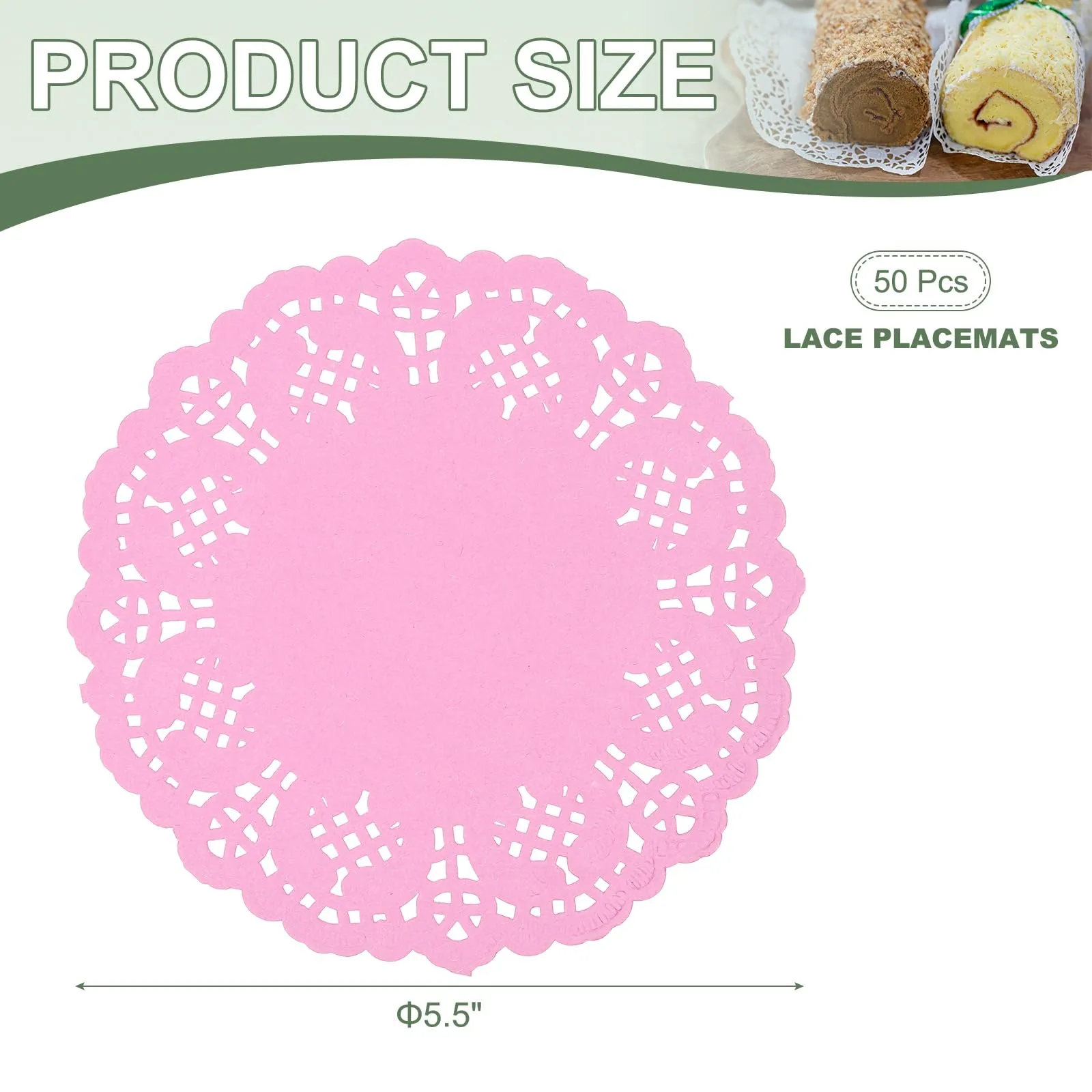 YELARXI Centrini di carta usa e getta rotondi, 14 cm, Rosa, Confezione da 50 - immagine 2
