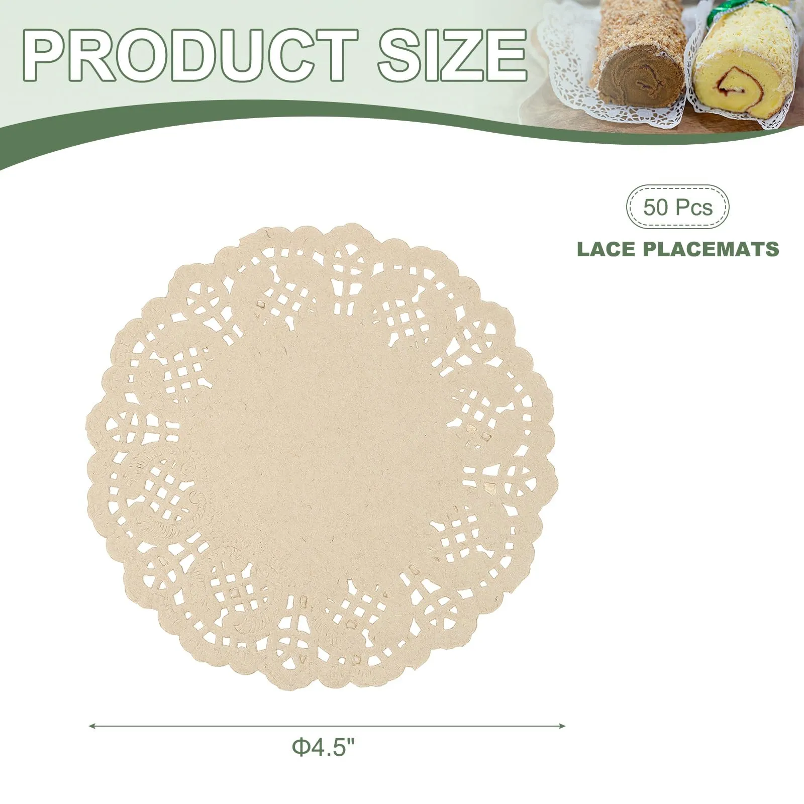 YELARXI Centrini di carta usa e getta, rotondi, 11,4 cm, Kraft, confezione da 50 - immagine 2
