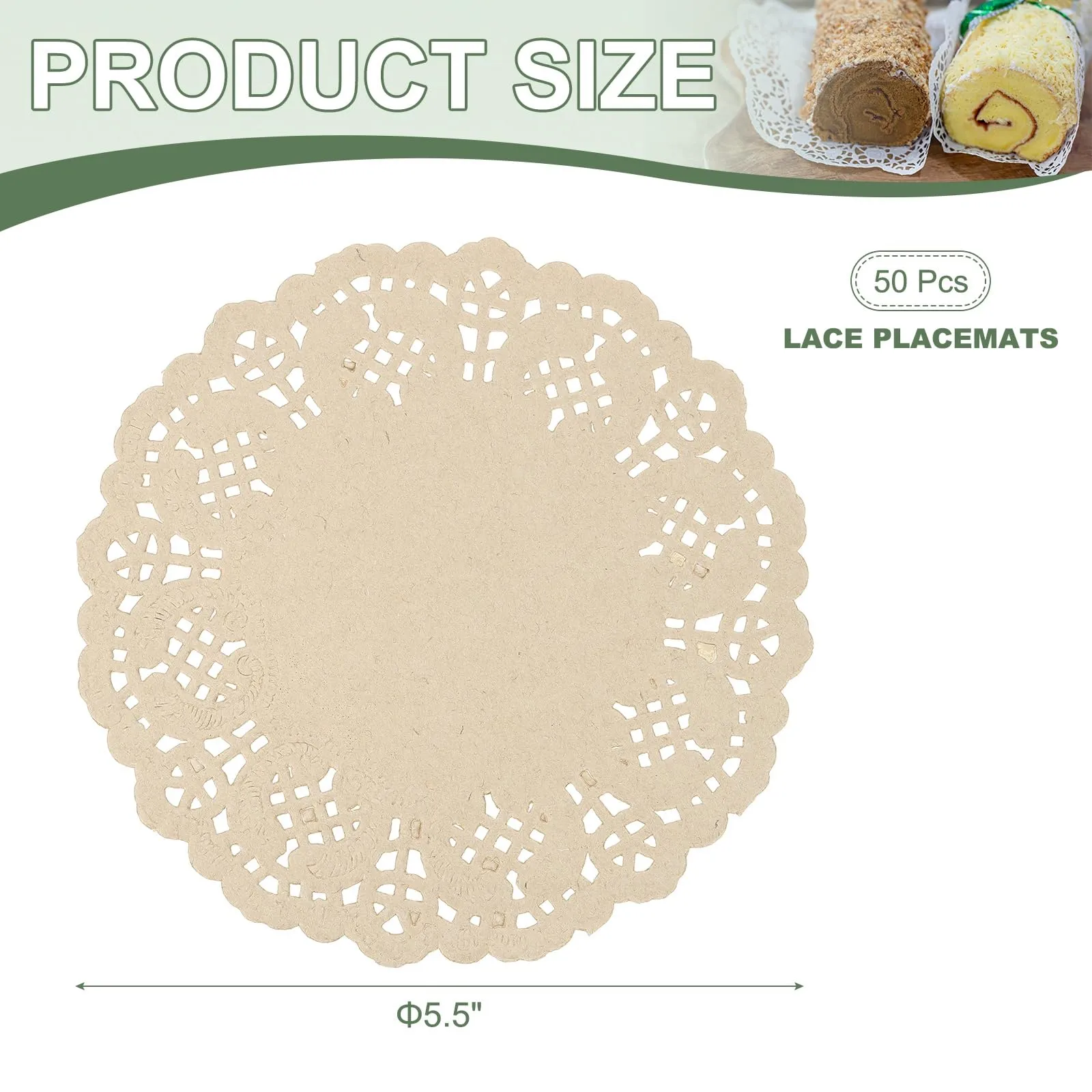YELARXI Centrini di carta usa e getta rotondi, 14 cm, Kraft (confezione da 50) - immagine 2