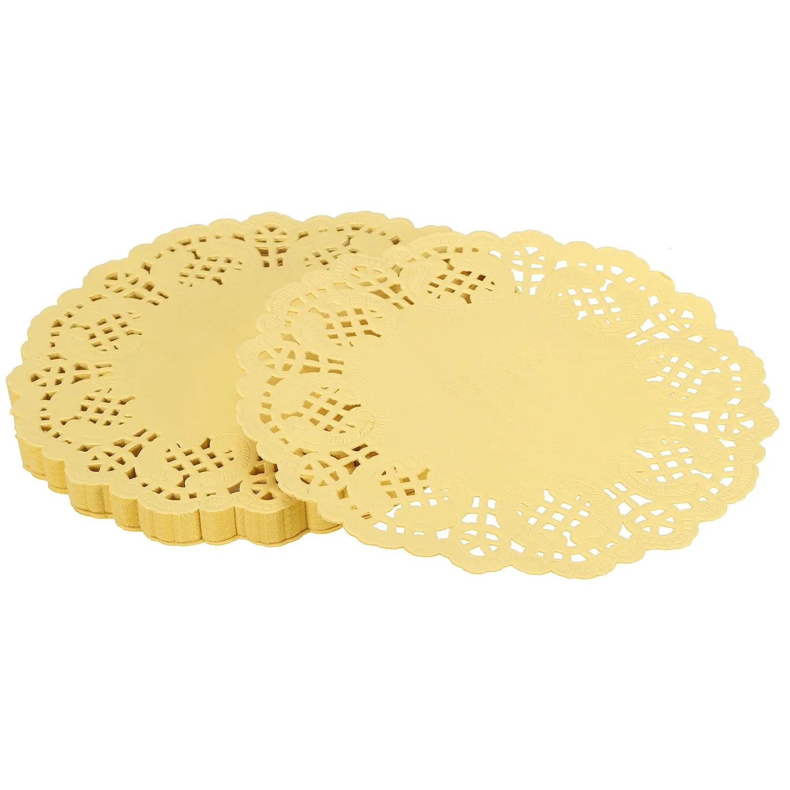 YELARXI Centrini di carta e pizzo rotondi, 14 cm, giallo, confezione da 50 - immagine 1