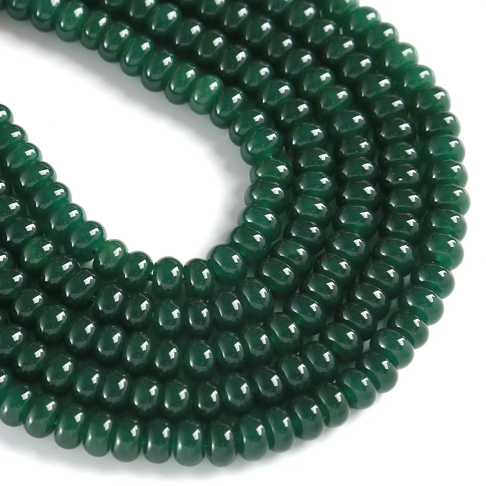 ZXYMLZI 76 Perline Distanziatrici in Giada Naturale Verde Scuro, 5 x 8 mm - immagine 3