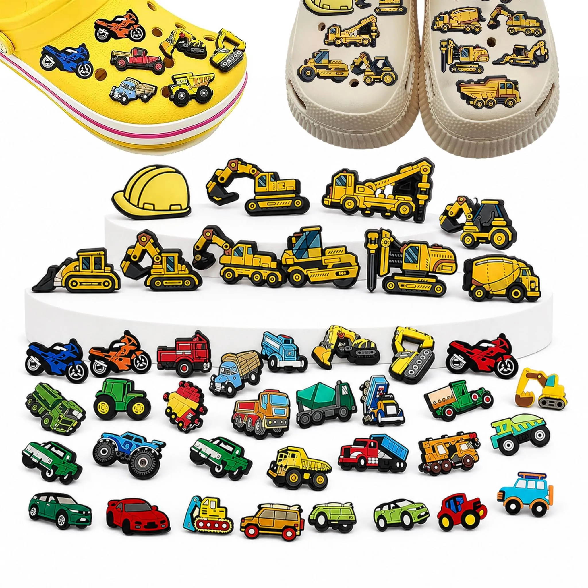 Ruiaqer Ciondoli per Scarpe in PVC per Bambini, Set da 34 Pezzi a Forma di Escavatore, Taglia M - immagine 1