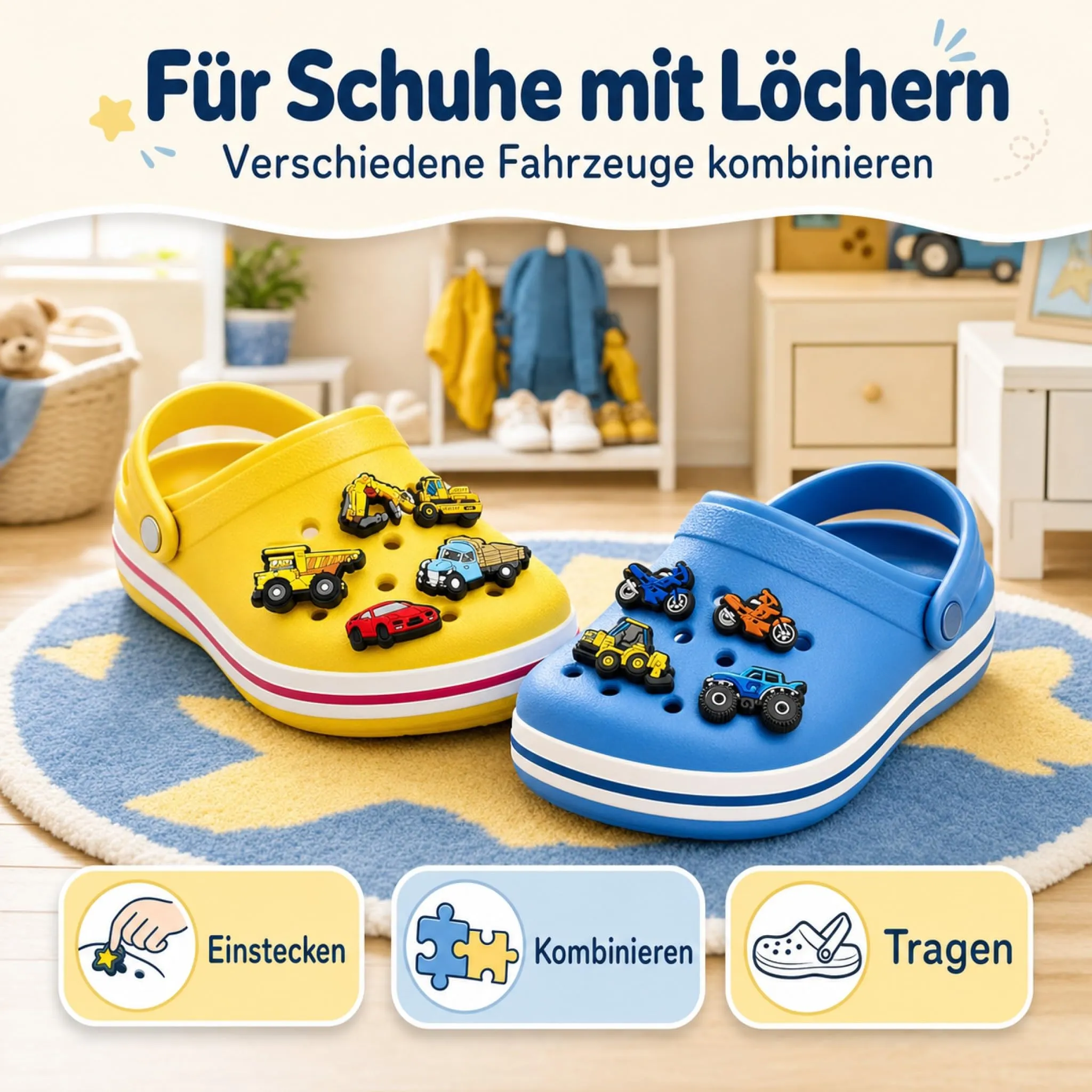 Ruiaqer Ciondoli per Scarpe in PVC per Bambini, Set da 34 Pezzi a Forma di Escavatore, Taglia M - immagine 2